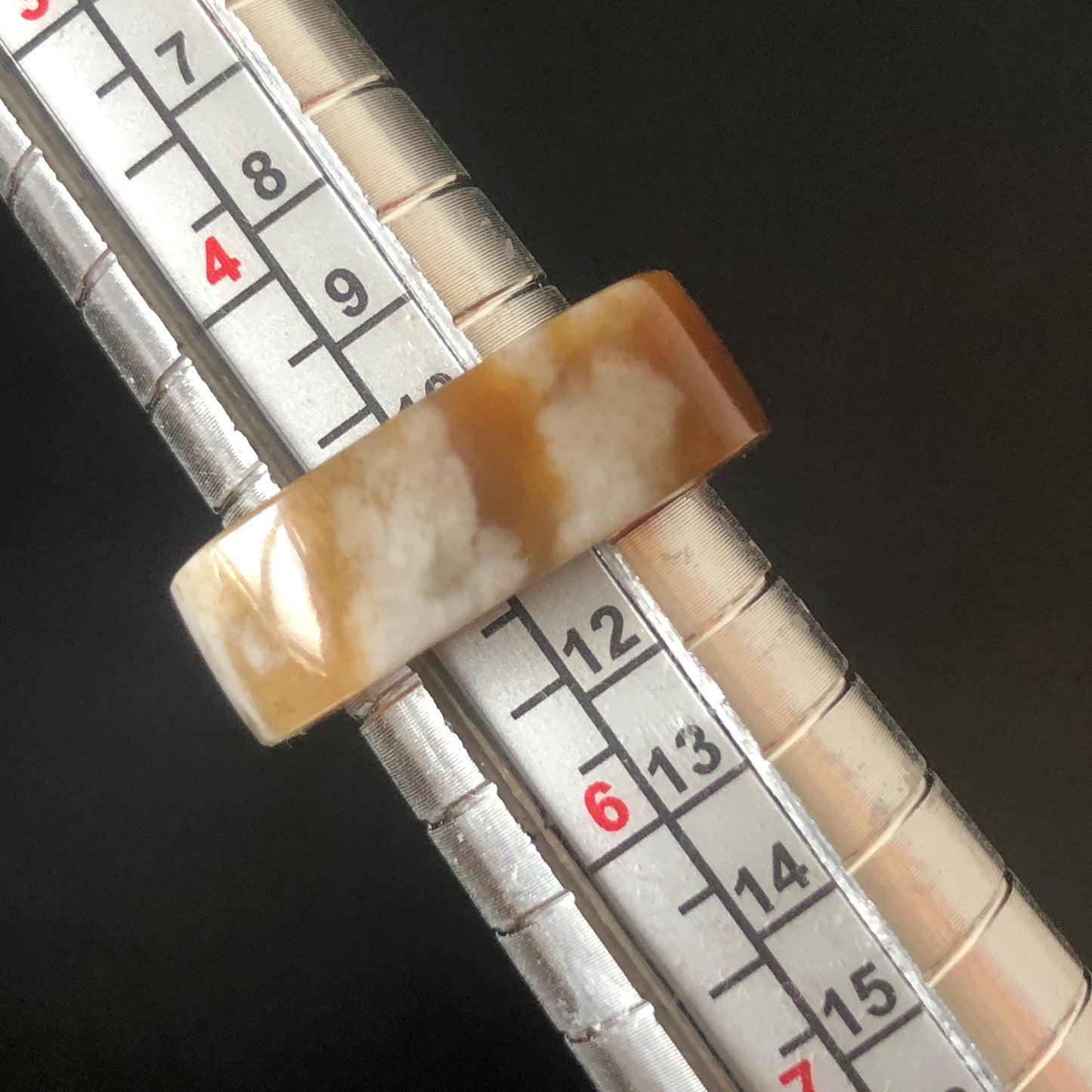 Natural Nephrite Jade Band Ring | US 5.25 | White Jade & Brown Jade Pinky Ring | Milk Coffee Latte | Women Statement Ring Stackable Ring