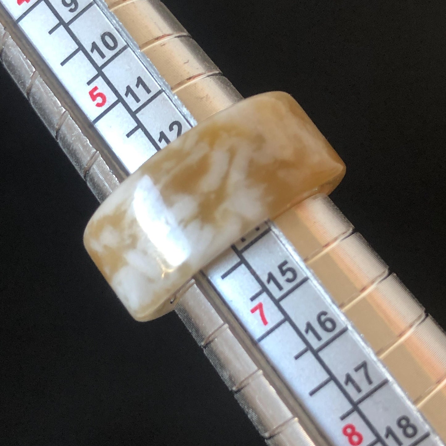 Natural Nephrite Jade Band Ring | US 6.5 | White Jade & Brown Jade Pinky Ring | Milk Coffee Latte | Women Statement Ring Stackable Ring Gift