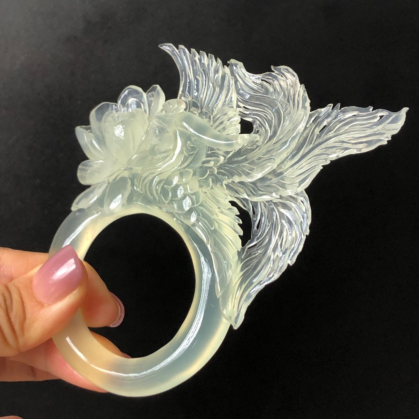 Xiu Jade Serpentine Hand Carved Phoenix & Peony Hair Pin: Certified Natural Ice White Jade Hair Stick, Asian Vintage Hair Fork | Chinese Vintage Hanfu Antique Bridal Hair Fork Gift for her japanese hairpin korean hair stick chinese hair fork vintage hair comb antique hair pins hanfu hair stick bridal shower hair jewelry wedding headpiece engagement hair accessory jade carving hand engraved jade hand carved flower jade hairpins untreated natural jade with certificate phoenix carving peony carving