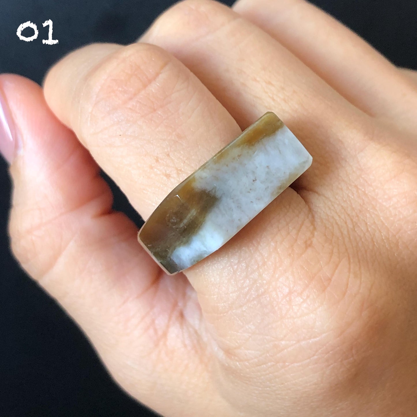 Natural Nephrite Jade Chocolate Milk Collection Band Ring:Untreated White Jade & Brown Jade Women Statement Ring US 7.75-8 gift for her untreated jade stackable ring cocktail ring for men square ring vintage ring chinese jade stone ring thumb ring ring for men vintage ring antique ring jade cocktail ring jade band ring