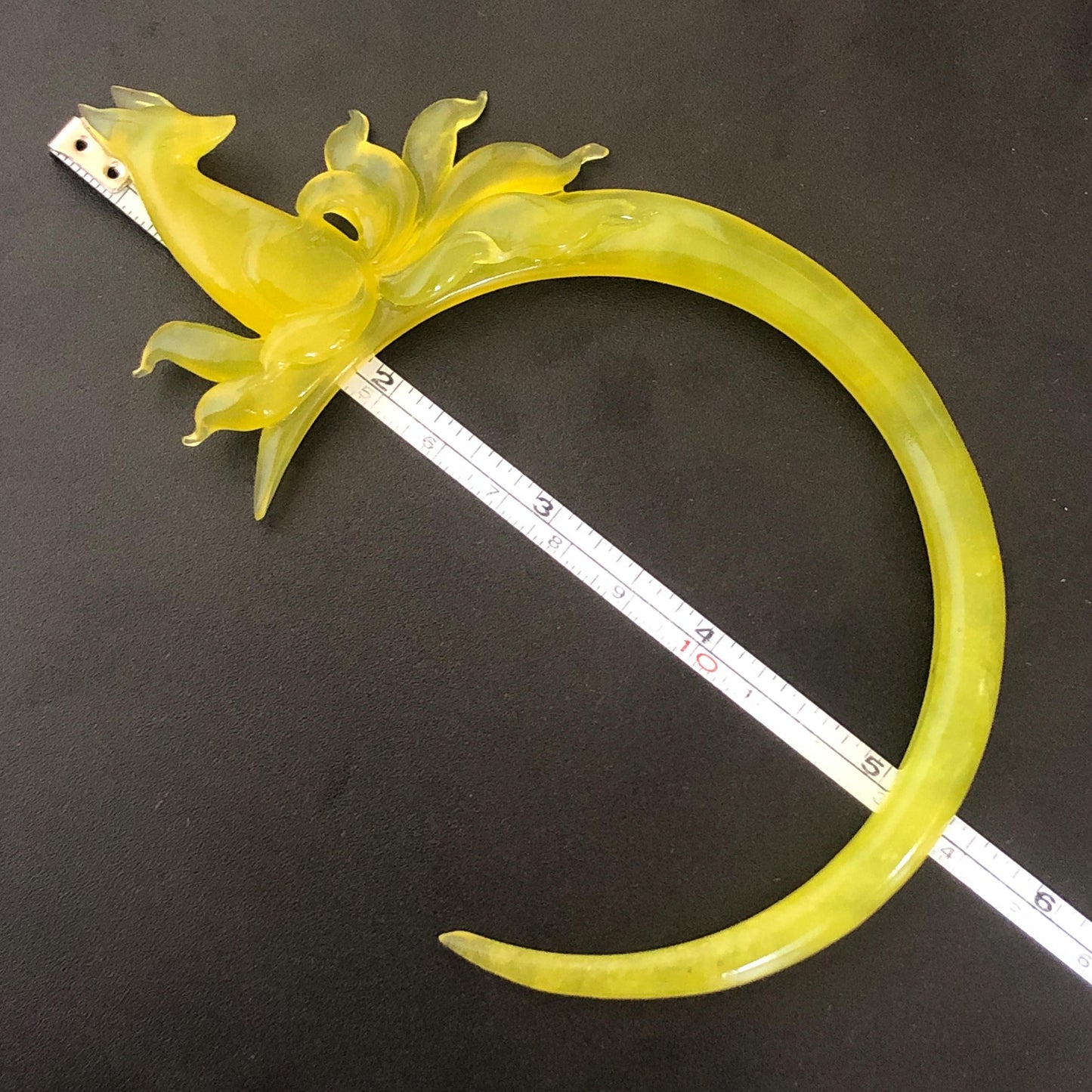 Certified Xiu Jade (Serpentine) Hand Carved Nine tailed fox Hair Pin | Golden Yellow Jade Crescent Moon Hair Stick | Asian Chinese Vintage hair clip Asian Chinese Jade hair comb japanese hairpins koran hair stick hanfu hair pin hair comb hair fork antique hair stick certified jade carving hand carved yellow jade hand engraved jade gift for her bridal shower hair clip wedding hair jewelry half moon hair pins handcrafted jade hair stick fox carving fox lover gift