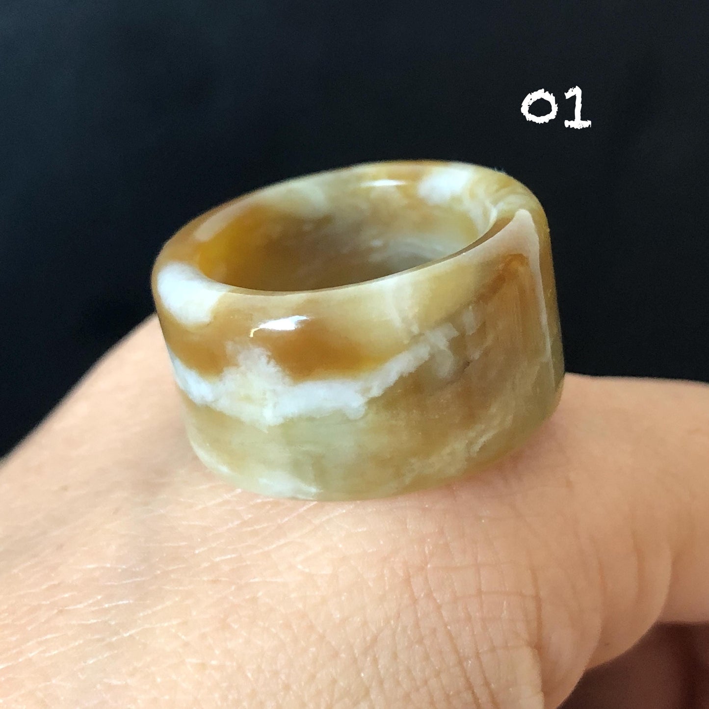 Natural Nephrite Jade Toffee Candy Collection Band Ring US 7.75:Untreated White and Brown Jade Women Statement Ring Wide Band Thumb Ring gift for her untreated jade stackable ring cocktail ring for men square ring vintage ring chinese jade stone ring thumb ring ring for men vintage ring antique ring jade cocktail ring jade band ring women statement ring toffee candy swirl pattern