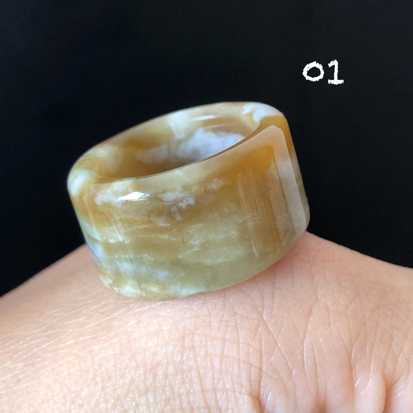 Natural Nephrite Jade Toffee Candy Collection Band Ring US 7.75:Untreated White and Brown Jade Women Statement Ring Wide Band Thumb Ring gift for her untreated jade stackable ring cocktail ring for men square ring vintage ring chinese jade stone ring thumb ring ring for men vintage ring antique ring jade cocktail ring jade band ring women statement ring toffee candy swirl pattern