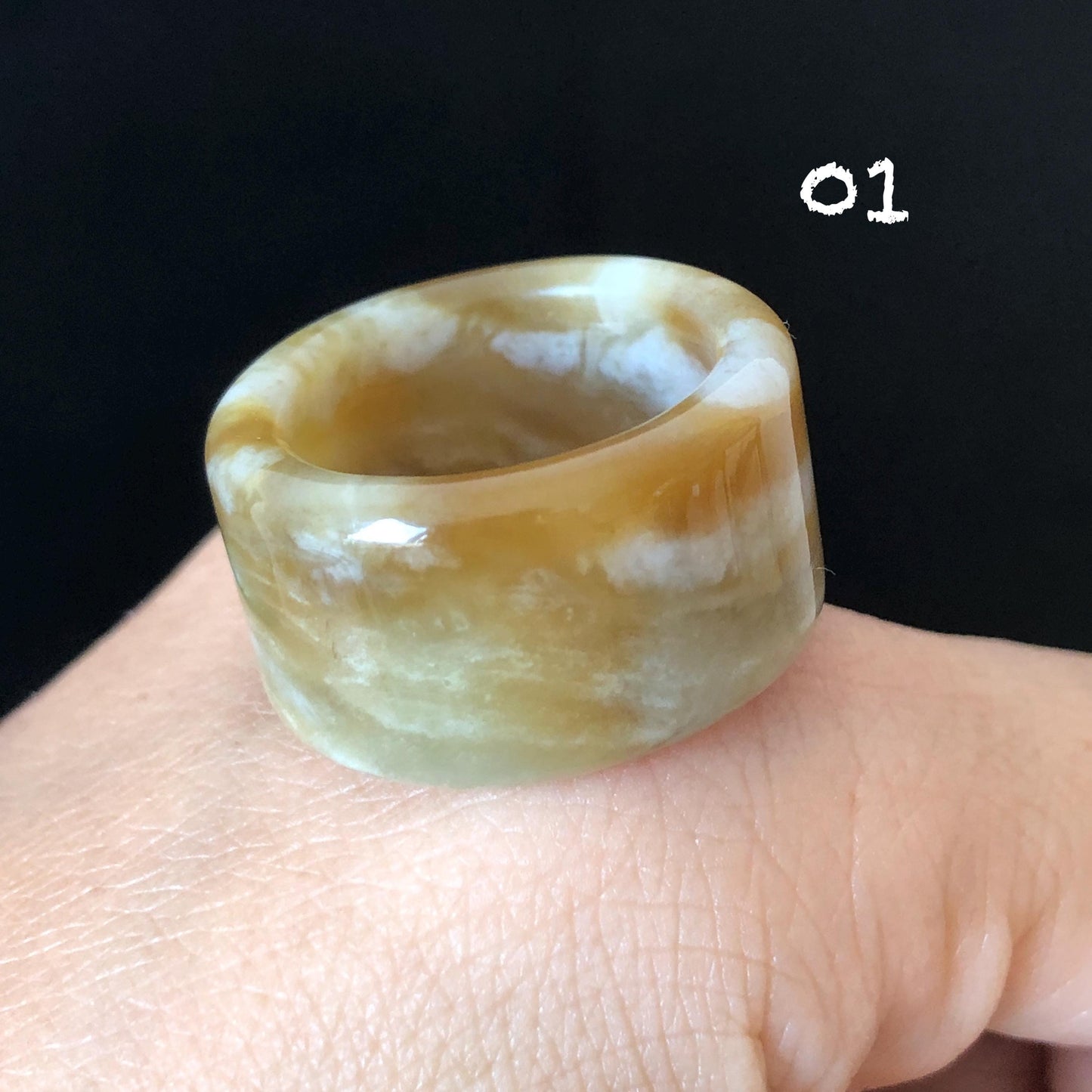 Natural Nephrite Jade Toffee Candy Collection Band Ring US 7.75:Untreated White and Brown Jade Women Statement Ring Wide Band Thumb Ring gift for her untreated jade stackable ring cocktail ring for men square ring vintage ring chinese jade stone ring thumb ring ring for men vintage ring antique ring jade cocktail ring jade band ring women statement ring toffee candy swirl pattern