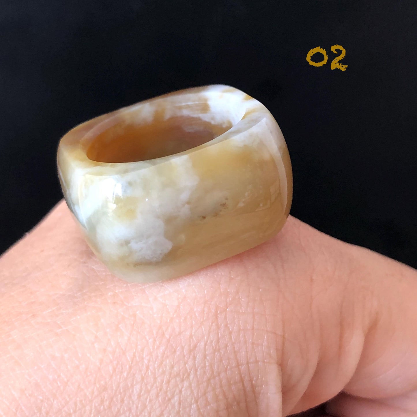 Natural Nephrite Jade Toffee Candy Collection Band Ring US 7.75:Untreated White and Brown Jade Women Statement Ring Wide Band Thumb Ring gift for her untreated jade stackable ring cocktail ring for men square ring vintage ring chinese jade stone ring thumb ring ring for men vintage ring antique ring jade cocktail ring jade band ring women statement ring toffee candy swirl pattern