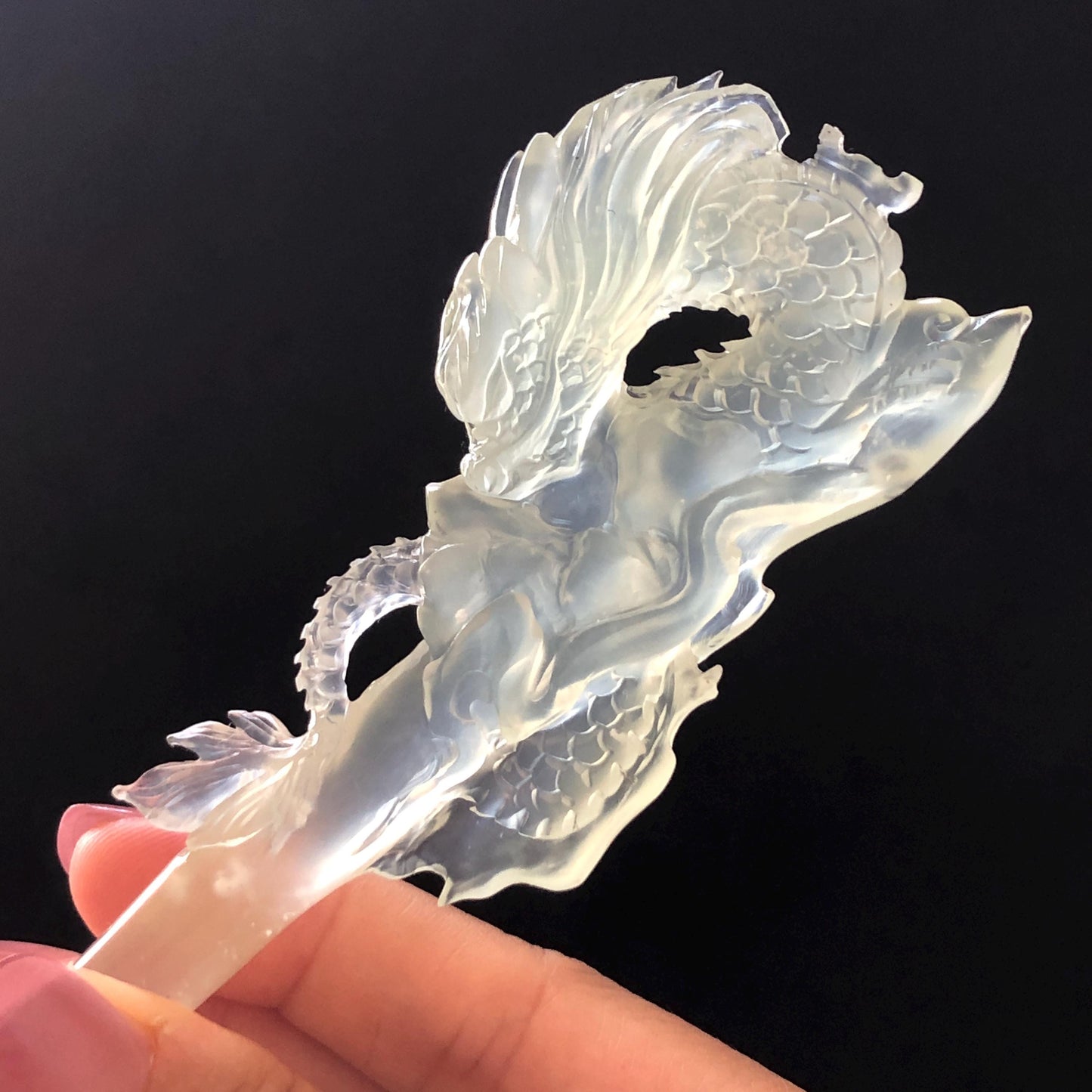 Asian Vintage Hair Fork Gift for her japanese hairpin korean hair stick hanfu hair fork vintage hair comb antique hair pins dragon carving hand engraved dragon white jade carving hand carved dragon hair stick tassel wedding headpiece bridal shower gift bridal hair clip ice dragon hair stick mountain carving cloud carving landscape carving