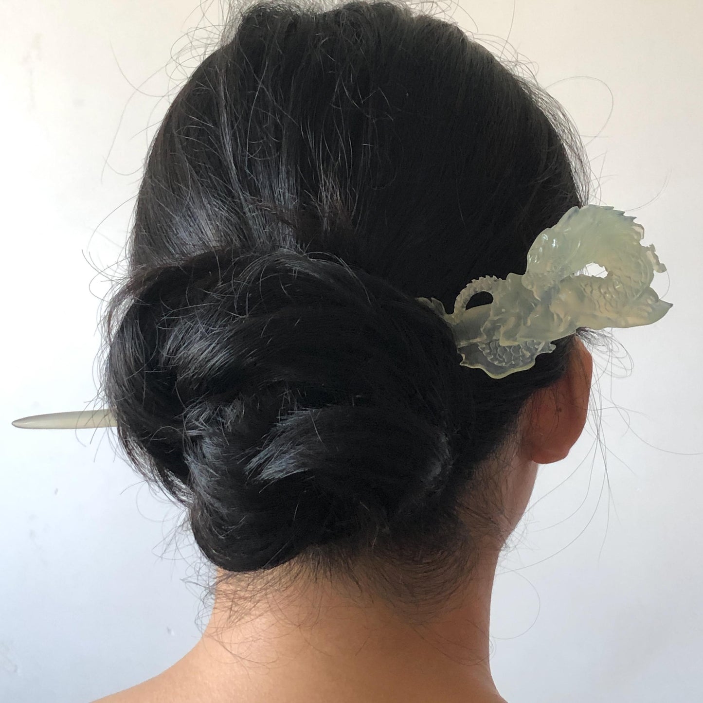 Asian Vintage Hair Fork Gift for her japanese hairpin korean hair stick hanfu hair fork vintage hair comb antique hair pins dragon carving hand engraved dragon white jade carving hand carved dragon hair stick tassel wedding headpiece bridal shower gift bridal hair clip ice dragon hair stick mountain carving cloud carving landscape carving
