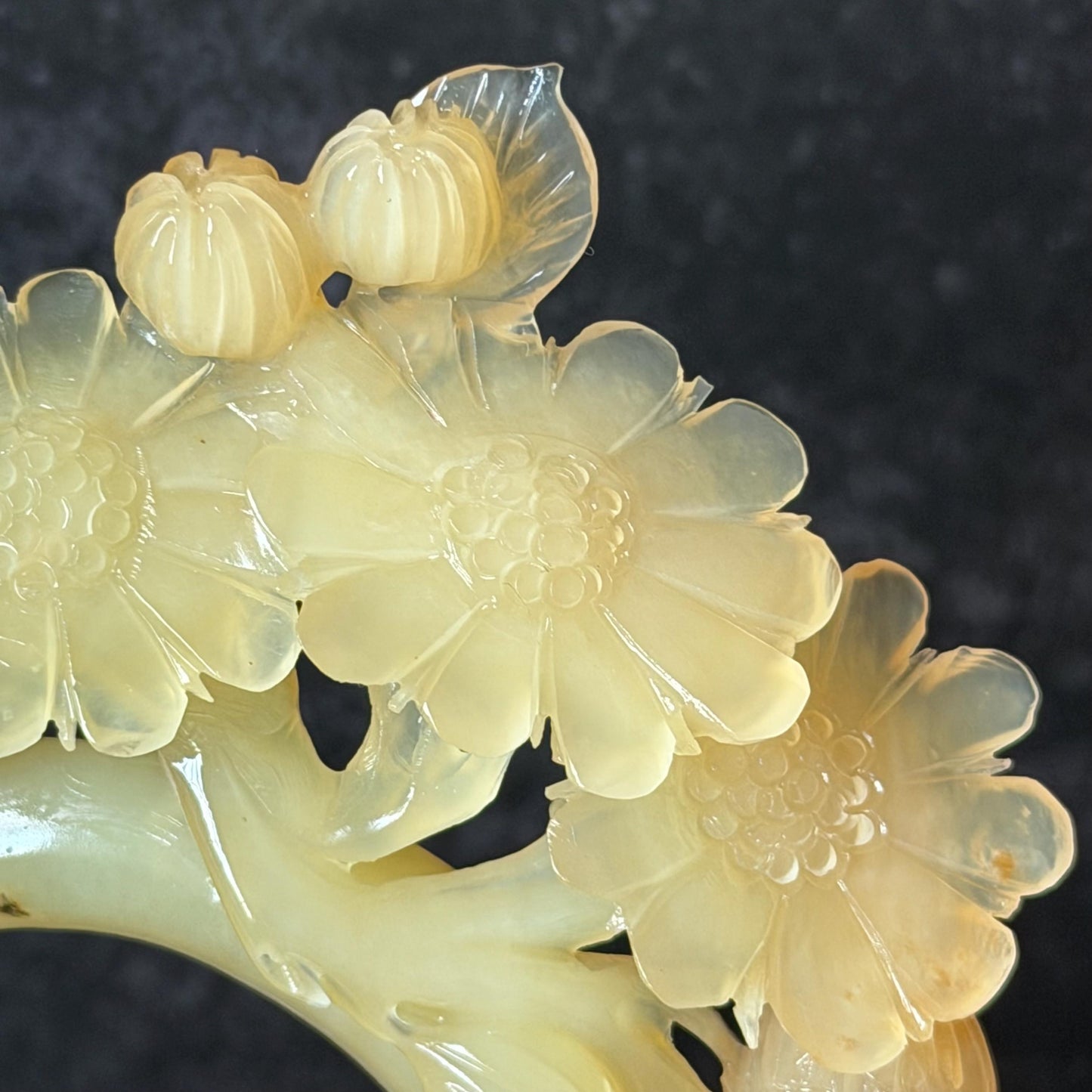 Xiu Jade Serpentine Hand Carved Bird & Daisy Flower Hair Pin: Certified Natural Beige Jade Hair Stick, Asian Vintage Hair Fork | Chinese Vintage Hanfu Antique Gift for her japanese hairpin korean hair stick chinese hair fork vintage hair comb antique hair pins hanfu hair stick bridal shower hair jewelry wedding headpiece engagement hair accessory jade carving hand engraved jade hand carved flower jade hairpins untreated natural jade with certificate bird carving daisy carving bi-colour jade