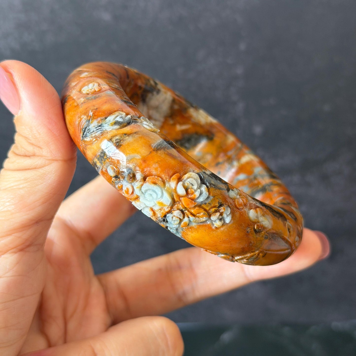 58.6mm Xiu Jade Serpentine Hand Carved Peony Flowers Bangle: Natural White and Brown Jade Handcrafted Bracelet, Stone Carving Gemstone Jewelry
Gift for her wide jade bangle jade carving hand engraved stone carving natural untreated jade bracelet white jade brown jade handcraft jade peony carving flower carving chinese jade vintage bangle antique bracelet Osmanthus flower antique bangle hand engraved jewelry
