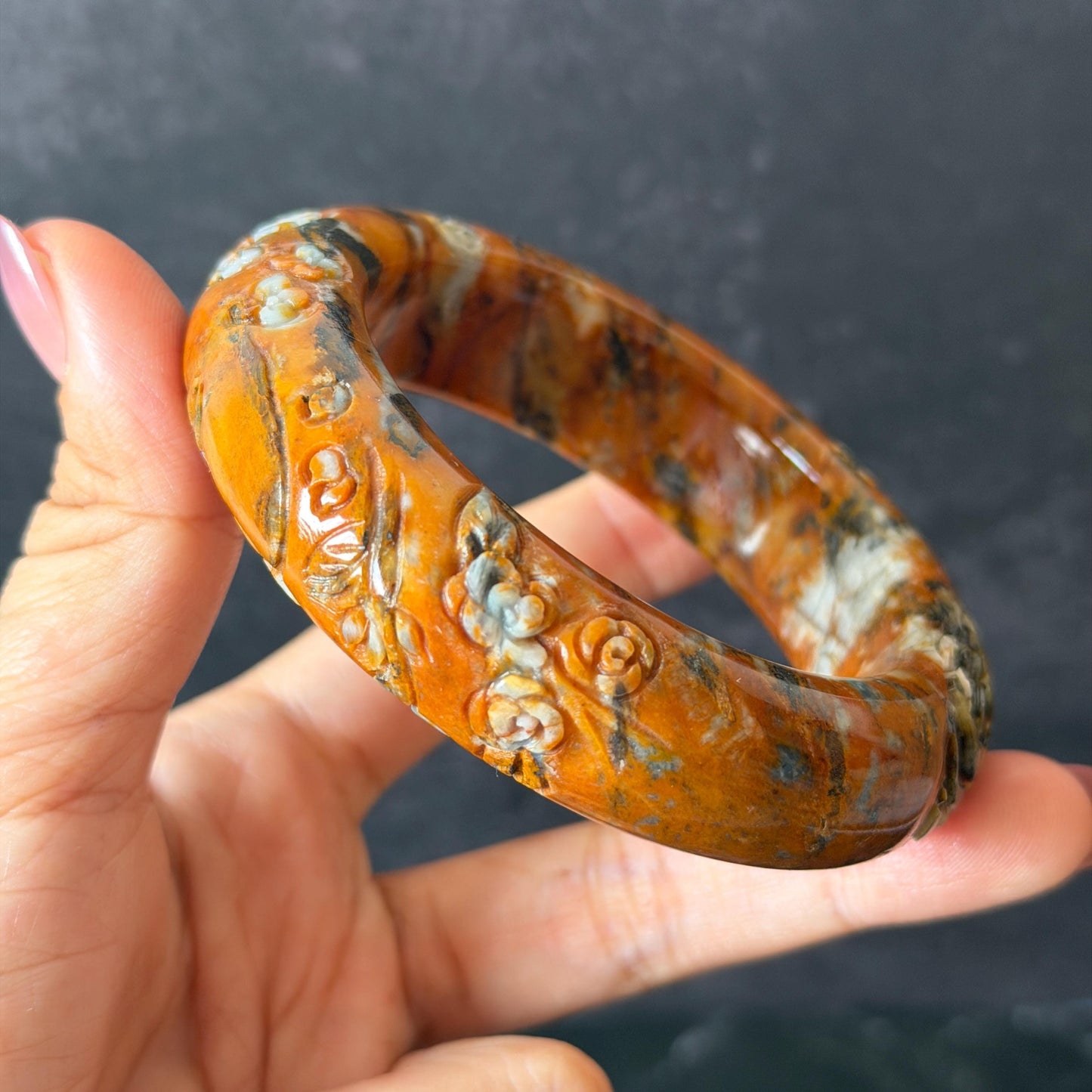 58.6mm Xiu Jade Serpentine Hand Carved Peony Flowers Bangle: Natural White and Brown Jade Handcrafted Bracelet, Stone Carving Gemstone Jewelry
Gift for her wide jade bangle jade carving hand engraved stone carving natural untreated jade bracelet white jade brown jade handcraft jade peony carving flower carving chinese jade vintage bangle antique bracelet Osmanthus flower antique bangle hand engraved jewelry