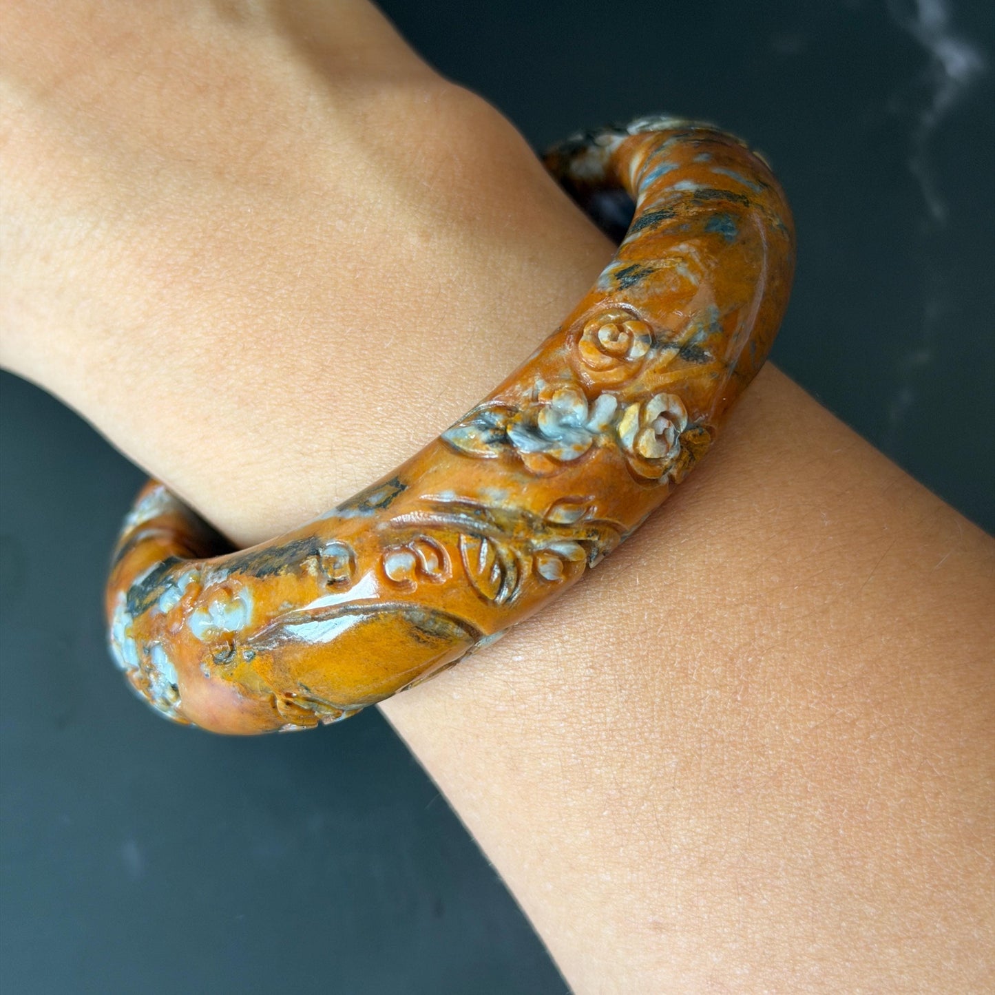58.6mm Xiu Jade Serpentine Hand Carved Peony Flowers Bangle: Natural White and Brown Jade Handcrafted Bracelet, Stone Carving Gemstone Jewelry
Gift for her wide jade bangle jade carving hand engraved stone carving natural untreated jade bracelet white jade brown jade handcraft jade peony carving flower carving chinese jade vintage bangle antique bracelet Osmanthus flower antique bangle hand engraved jewelry