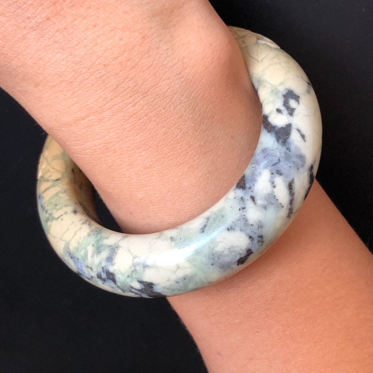 54.7mm Xiu Jade Serpentine Hand Carved Peony Flowers & Bird Jade Bangle: Natural Yellow Green Jade Handcrafted Bracelet, Stone Carving Gemstone Jewelry Gift for her wide jade bangle jade carving hand engraved stone carving natural untreated jade bracelet green jade yellow jade handcraft jade peony carving flower carving chinese jade vintage bangle antique bracelet bird carving bird lover gift