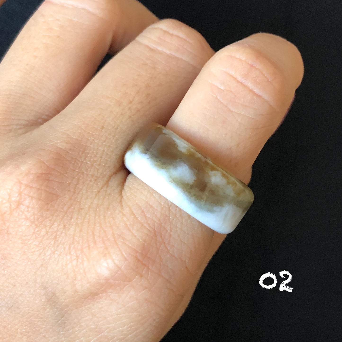 Natural Nephrite Jade Chocolate Milk Collection Band Ring:Untreated White Jade & Brown Jade Women Statement Ring US 7.75-8 gift for her untreated jade stackable ring cocktail ring for men square ring vintage ring chinese jade stone ring thumb ring ring for men vintage ring antique ring jade cocktail ring jade band ring