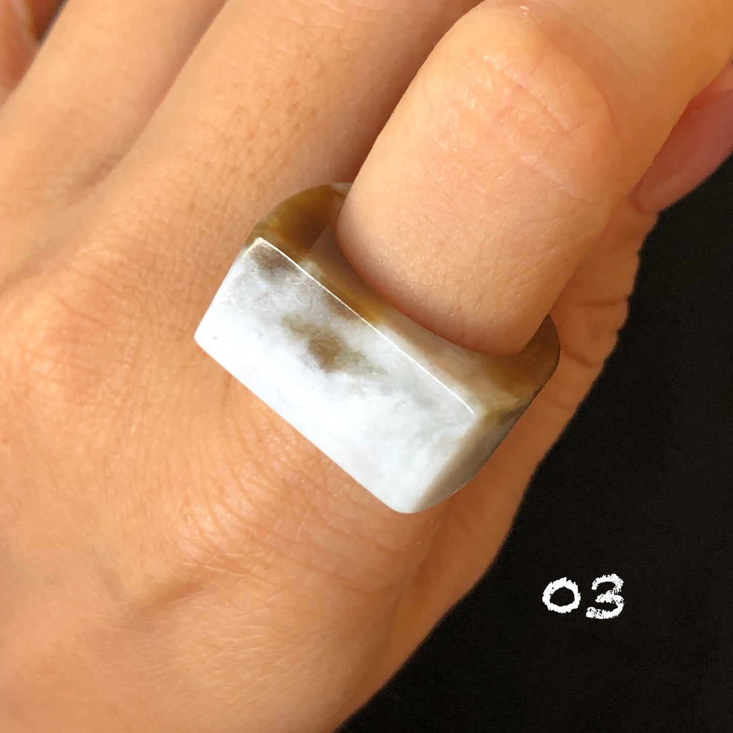 Natural Nephrite Jade Chocolate Milk Collection Band Ring:Untreated White Jade & Brown Jade Women Statement Ring US 7.75-8 gift for her untreated jade stackable ring cocktail ring for men square ring vintage ring chinese jade stone ring thumb ring ring for men vintage ring antique ring jade cocktail ring jade band ring