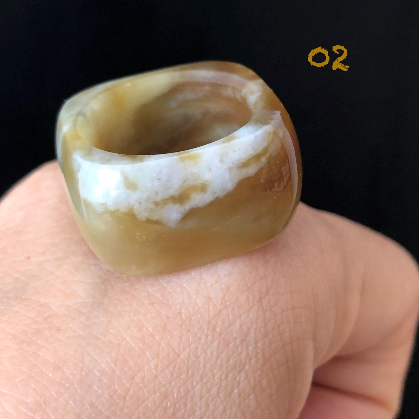 Natural Nephrite Jade Toffee Candy Collection Band Ring US 7.75:Untreated White and Brown Jade Women Statement Ring Wide Band Thumb Ring gift for her untreated jade stackable ring cocktail ring for men square ring vintage ring chinese jade stone ring thumb ring ring for men vintage ring antique ring jade cocktail ring jade band ring women statement ring toffee candy swirl pattern