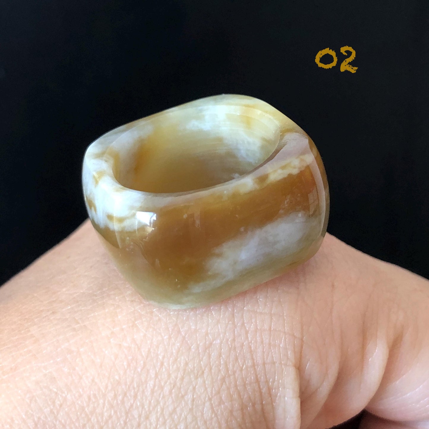 Natural Nephrite Jade Toffee Candy Collection Band Ring US 7.75:Untreated White and Brown Jade Women Statement Ring Wide Band Thumb Ring gift for her untreated jade stackable ring cocktail ring for men square ring vintage ring chinese jade stone ring thumb ring ring for men vintage ring antique ring jade cocktail ring jade band ring women statement ring toffee candy swirl pattern