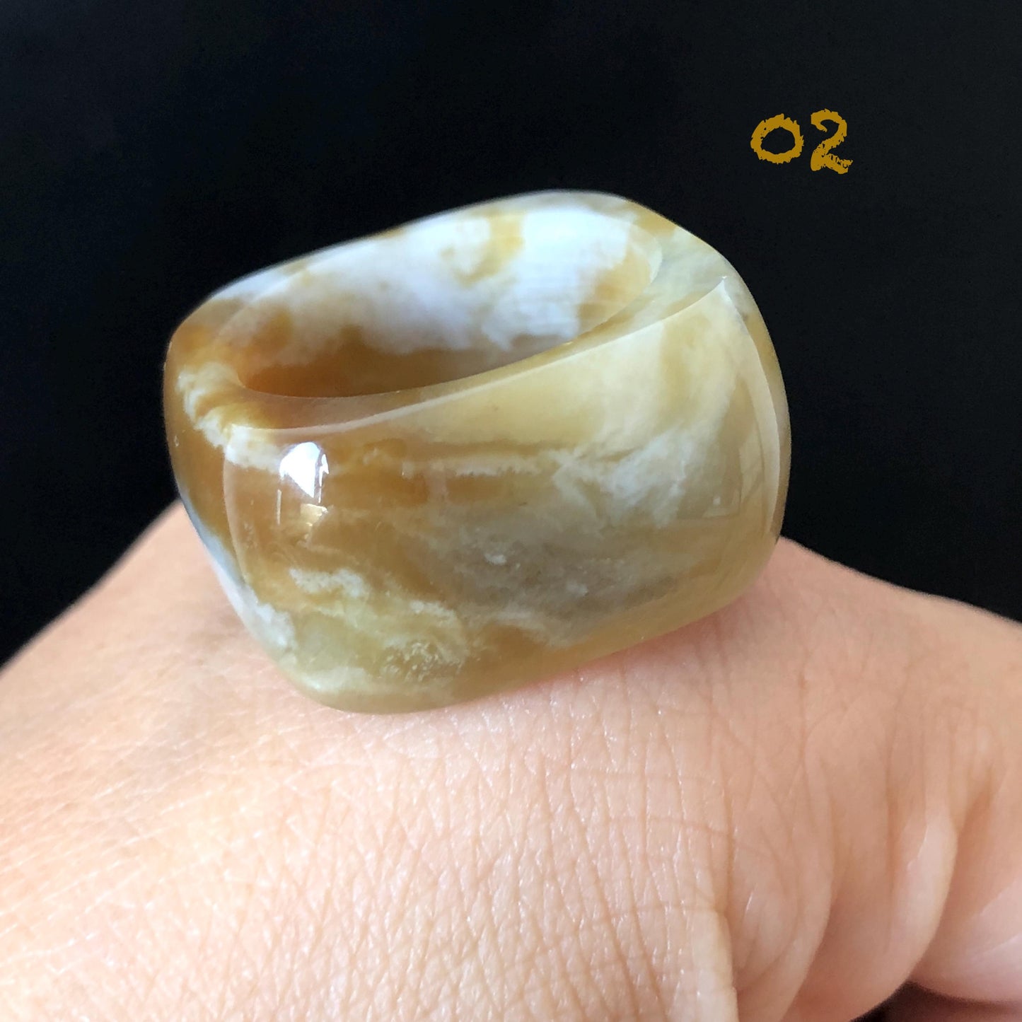 Natural Nephrite Jade Toffee Candy Collection Band Ring US 7.75:Untreated White and Brown Jade Women Statement Ring Wide Band Thumb Ring gift for her untreated jade stackable ring cocktail ring for men square ring vintage ring chinese jade stone ring thumb ring ring for men vintage ring antique ring jade cocktail ring jade band ring women statement ring toffee candy swirl pattern