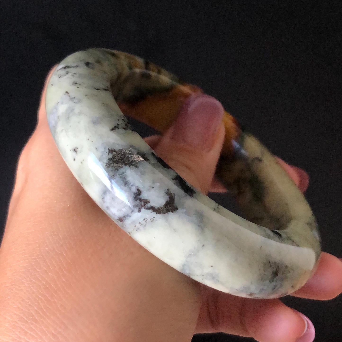 59mm Xiu Jade Serpentine Hand Carved Peony Flowers Bangle: Natural Yellow Green Jade Handcrafted Bracelet, Stone Carving Gemstone Jewelry Gift for her wide jade bangle jade carving hand engraved stone carving natural untreated jade bracelet green jade yellow jade brown jade handcraft jade peony carving flower carving chinese jade vintage bangle antique bracelet