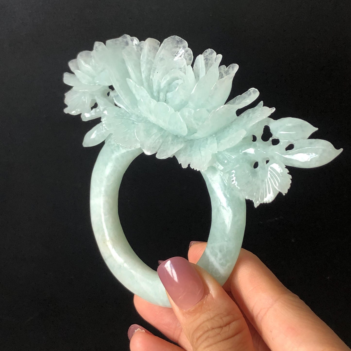 Xiu Jade Serpentine Hand Carved Peony Hair Pin: Certified Natural Frosty Sky Blue Jade Hair Stick, Asian Vintage Hair Fork | Chinese Vintage Hanfu Antique Bridal Hair Fork Gift for her japanese hairpin korean hair stick chinese hair fork vintage hair comb antique hair pins hanfu hair stick bridal shower hair jewelry wedding headpiece engagement hair accessory jade carving hand engraved jade hand carved flower jade hairpins untreated natural jade with certificate phoenix carving peony carving