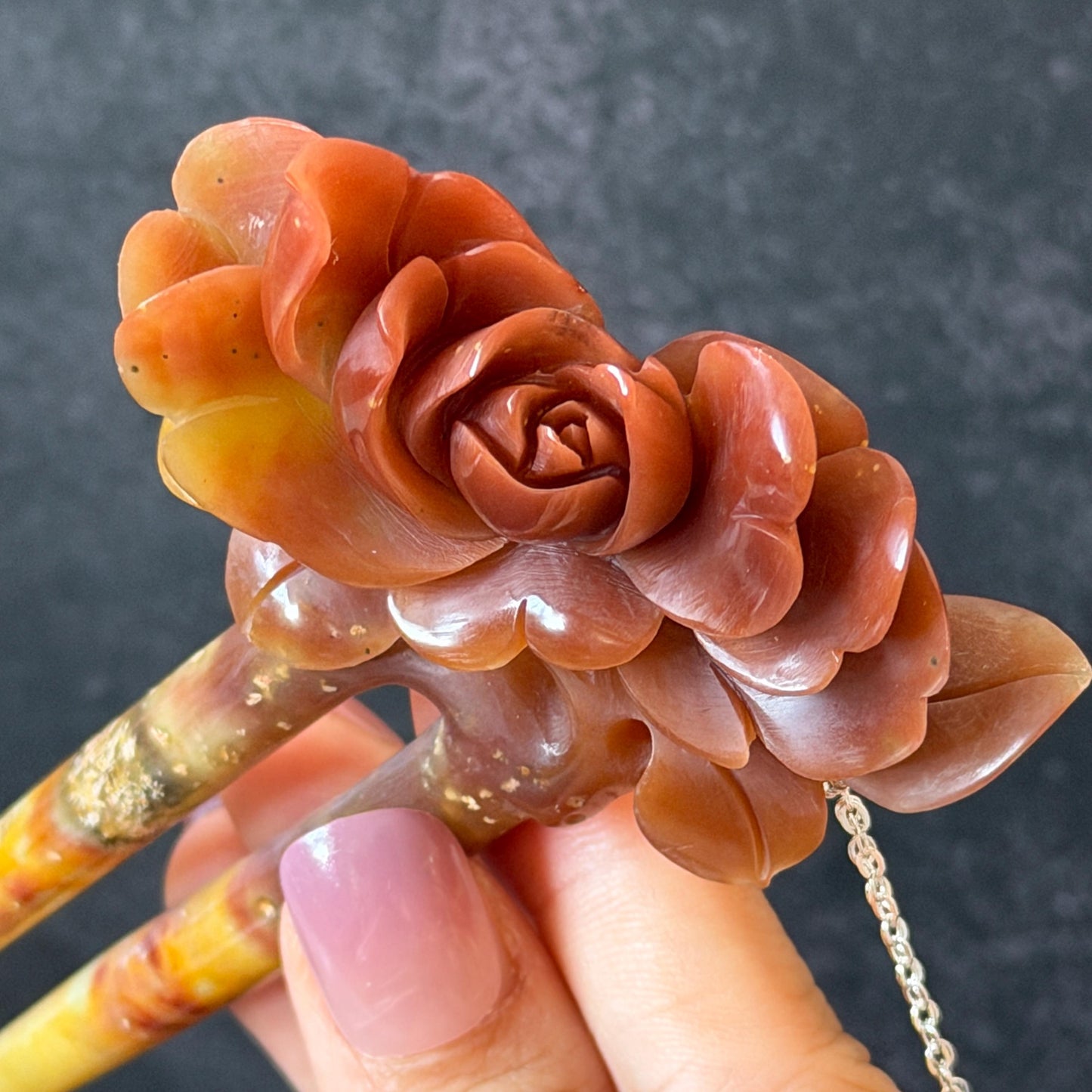 Xiu Jade Serpentine Hand Carved Camellia Flower Hair Fork: Certified Natural Red Jade Hairpin, Vintage Hanfu Hair Jewelry Gift for her Bridal Shower gift bridal hair clip wedding headpiece wedding hair jewelry bridal hair accessories red jade carving white jade hand engraved flower hair stick japanese hairpins korean hair stick chinese hair comb vintage hair pins antique hair fork hanfu hair pins certified untreated jade