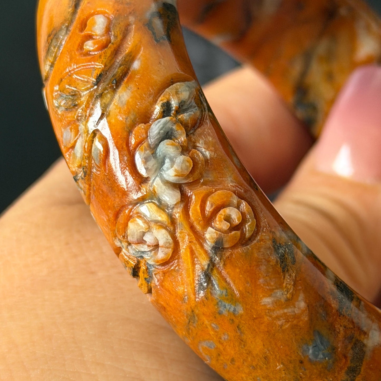58.6mm Xiu Jade Serpentine Hand Carved Peony Flowers Bangle: Natural White and Brown Jade Handcrafted Bracelet, Stone Carving Gemstone Jewelry
Gift for her wide jade bangle jade carving hand engraved stone carving natural untreated jade bracelet white jade brown jade handcraft jade peony carving flower carving chinese jade vintage bangle antique bracelet Osmanthus flower antique bangle hand engraved jewelry