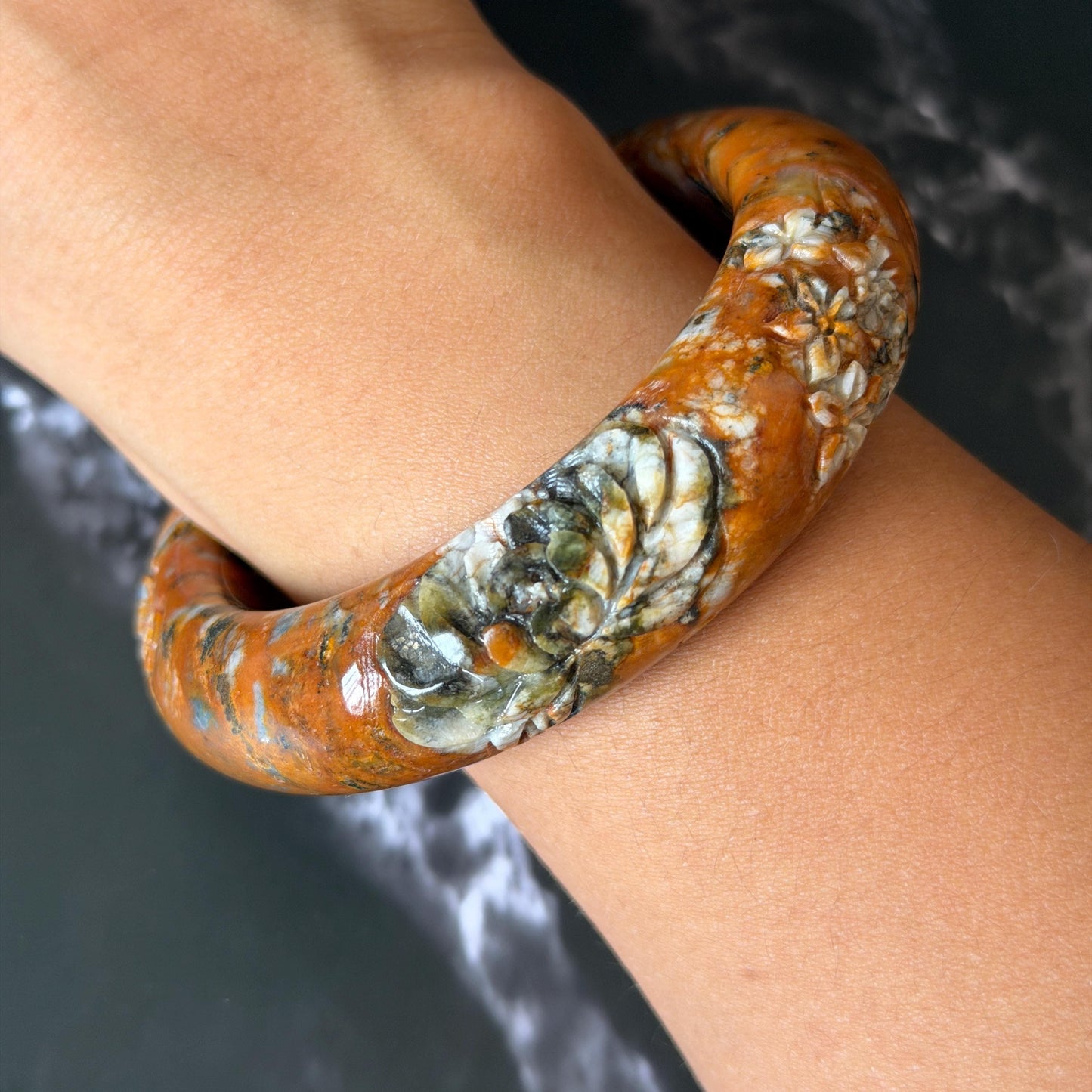58.6mm Xiu Jade Serpentine Hand Carved Peony Flowers Bangle: Natural White and Brown Jade Handcrafted Bracelet, Stone Carving Gemstone Jewelry
Gift for her wide jade bangle jade carving hand engraved stone carving natural untreated jade bracelet white jade brown jade handcraft jade peony carving flower carving chinese jade vintage bangle antique bracelet Osmanthus flower antique bangle hand engraved jewelry