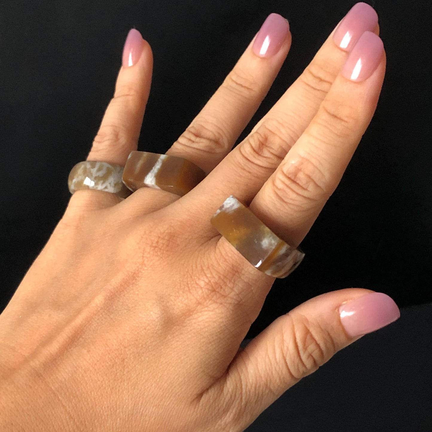 Natural Nephrite Jade Chocolate Mocha Collection Band Ring:Untreated White Jade & Brown Jade Women Statement Ring US 4.75-9.75 Thumb Ring Pinky Ring gift for her untreated jade stackable ring cocktail ring for men square ring vintage ring chinese jade stone ring thumb ring ring for men vintage ring antique ring jade cocktail ring jade band ring