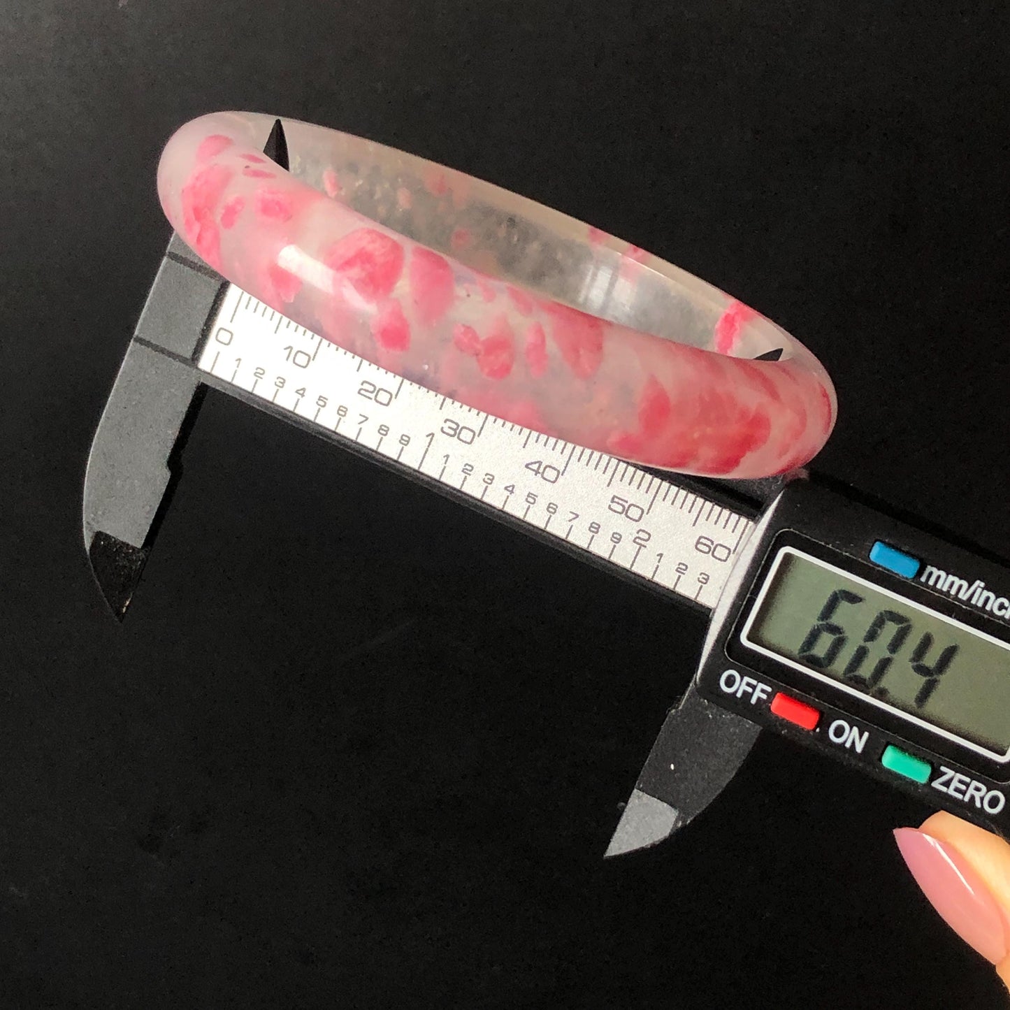 60.4mm Premium Ultra-rare Natural Icy Rhodonite Crystal Stone Gemstone Bangle | Blossom Flowers | Sakura Rain | Plum Blossom | Cherry Blossom icy natural crystal bracelet gemstone bangle pink stone bangle love stone healing stone heart chakra healing crystal mediative stone pink gemstone gift for her mother day gift
