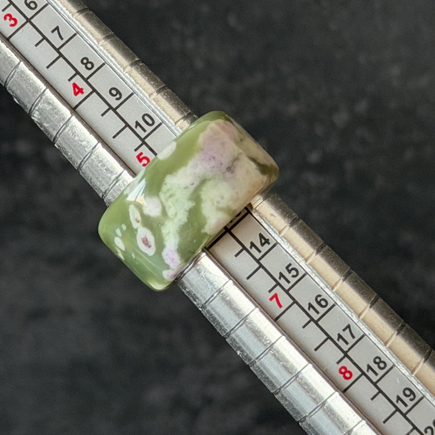 Natural Nephrite Jade Wide Band Ring:Green Jade with White & Purple Flower Pattern Thumb Ring | Wisteria Flowers | US 5.5-5.75 | White Jade Purple Jade flower statement ring for women ring pendant cocktail ring chinese jade ring vintage ring antique ring gift for her stone ring gemstone ring crystal ring