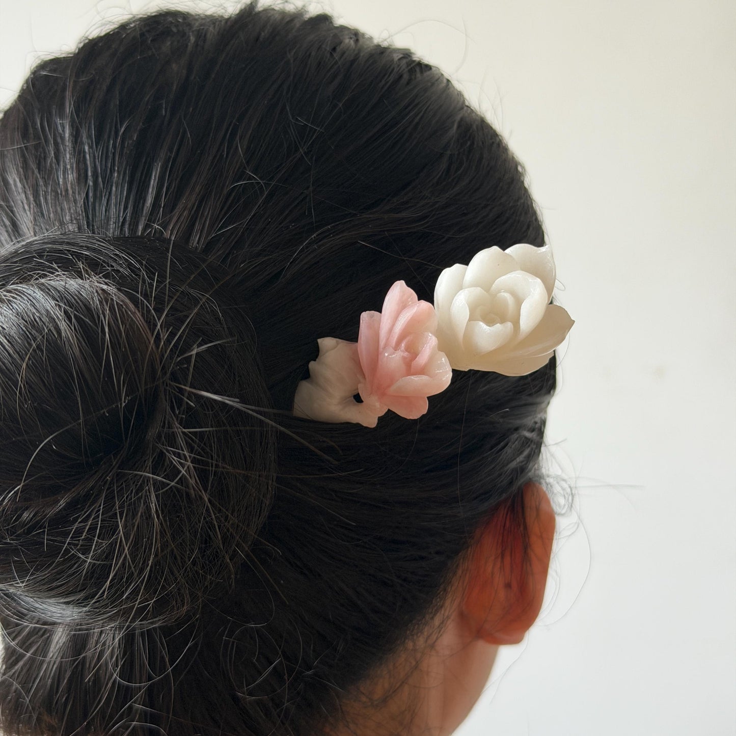 Xiu Jade Serpentine Hand Carved Pink Lotus Flower Hair Pin: Natural Pink & White Jade Handcrafted Hair Stick 3D stone carving Hair Jewelry | Asian Chinese Vintage Hanfu Hair Fork gift for her pink jade carving white jade flower carving yulan carving hand engraved yulan hairpins japanese hair stick korean hair pins vinatge hair fork chinese hair comb antique hairpins wedding headpiece engagement hair jewelry bridal shower gift bridal hair accessory 3D stone carving asian hair crown