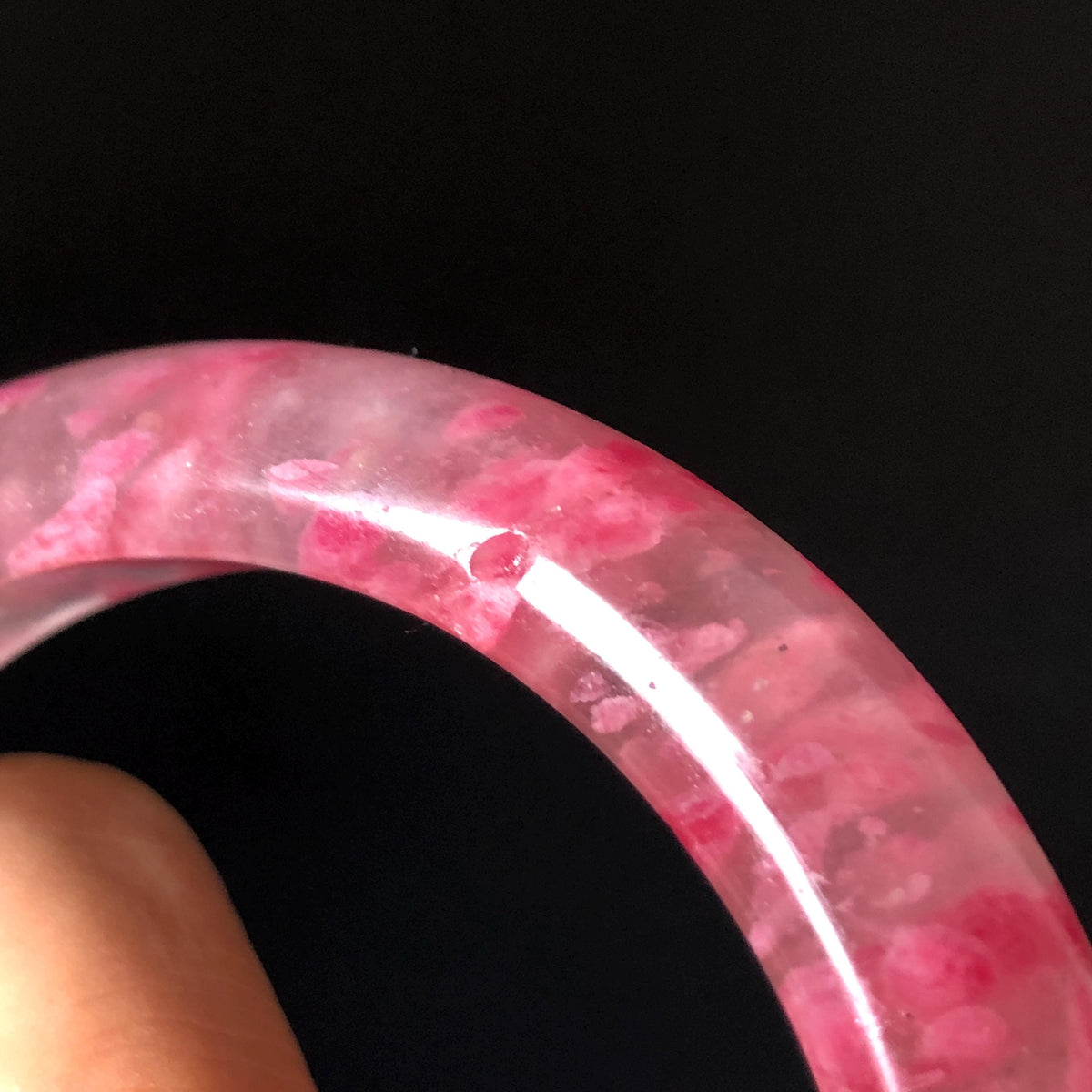 59.7mm Premium Ultra-rare Natural Icy Rhodonite Crystal Stone Gemstone Bangle | Blossom Flowers | Sakura Rain | Plum Blossom | Cherry Blossom icy natural crystal bracelet gemstone bangle pink stone bangle love stone healing stone heart chakra healing crystal mediative stone pink gemstone gift for her mother day gift
