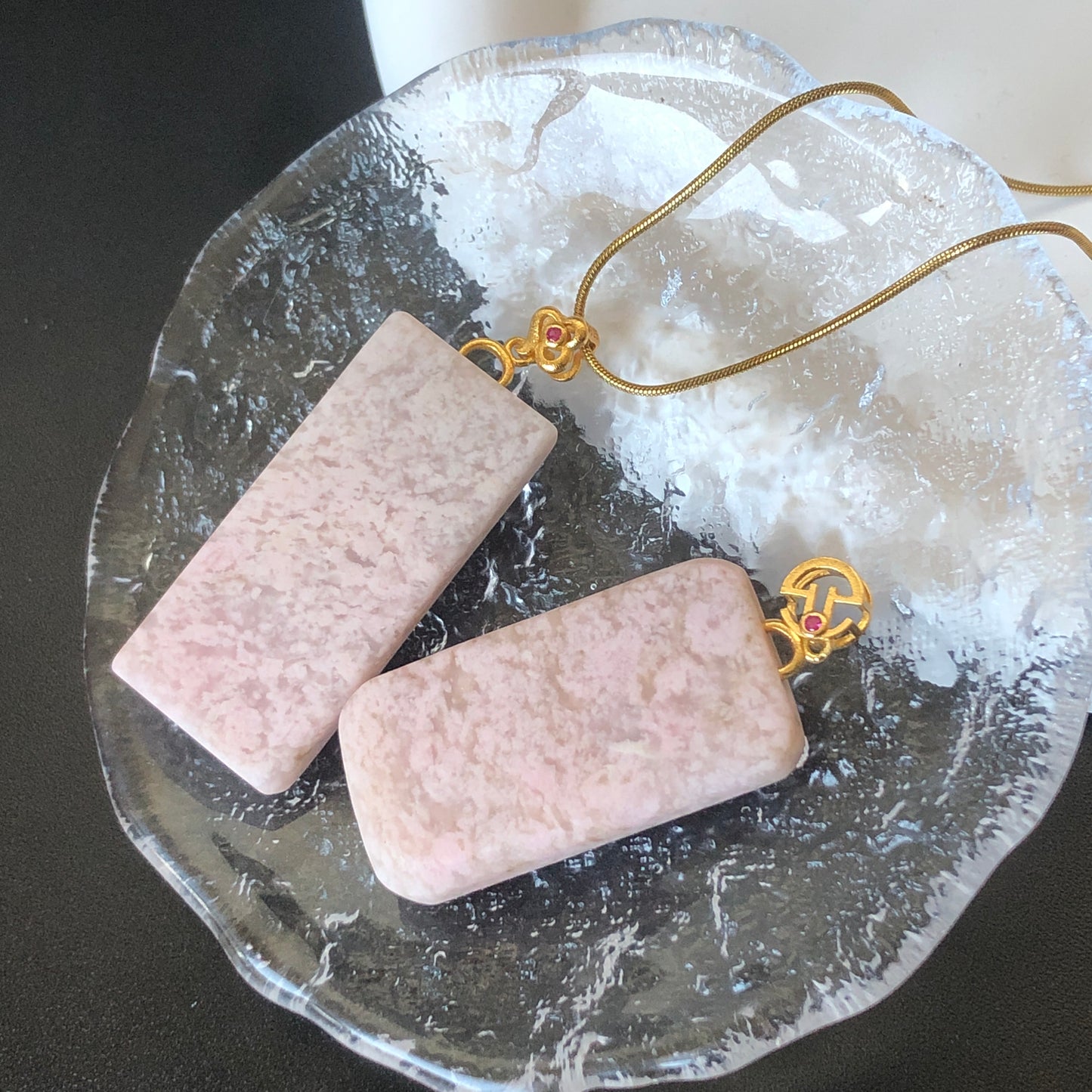 Natural Hetian Jade (Nephrite) Sakura Pink Pendant with Gold Plated s925 Sliver Pendant Buckle | Baby Pink Charm