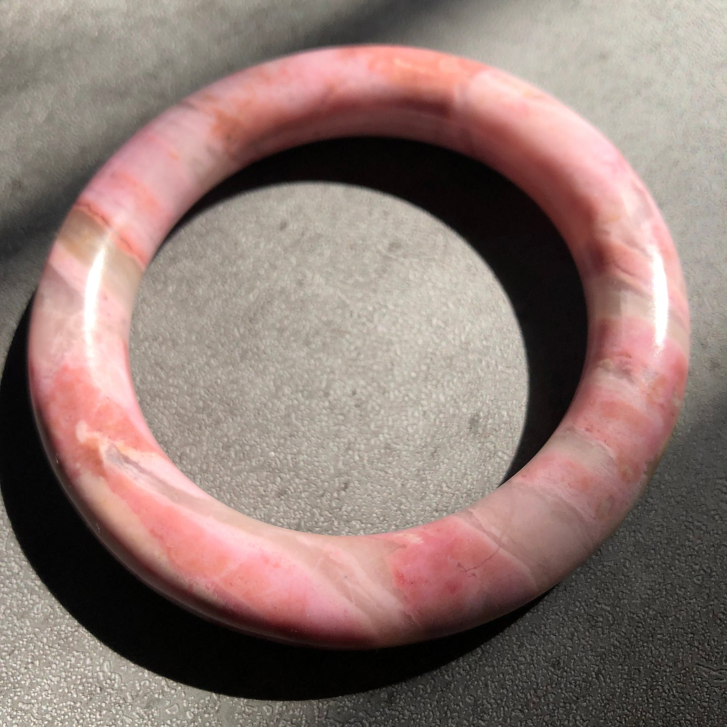 56.6mm Natural Rhodonite Stone Bangle Bracelet | Glim of light at dawn | Baby Pink Gold | White Pink Crystal Gemstone Bangle Healing Stone, raw stone bangle, pink stone bracelet, pink gemstone gift for her, vintage bangle, antique bangle, rhodonite