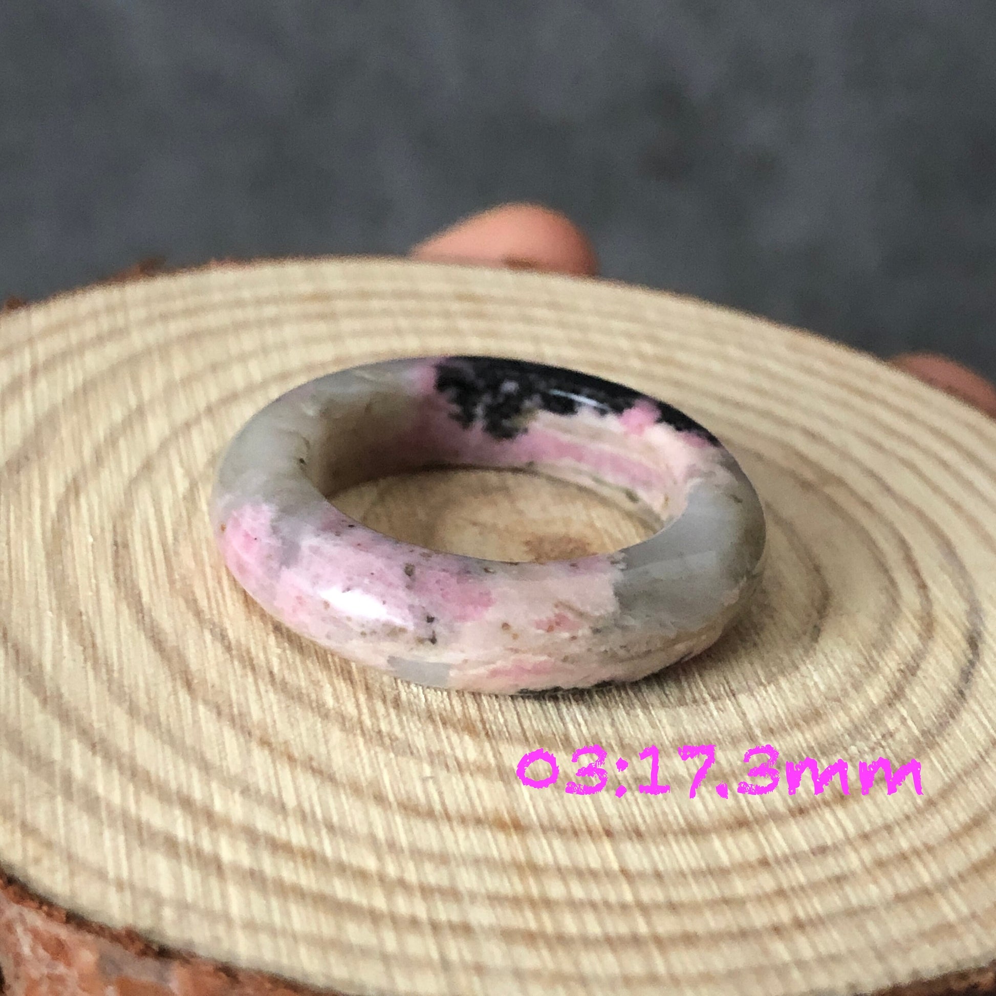 Natural High Quality Rhodonite Ring | Icy Pink Collection | 16-17mm ｜Cool & Sweet | Natural Rhodonite