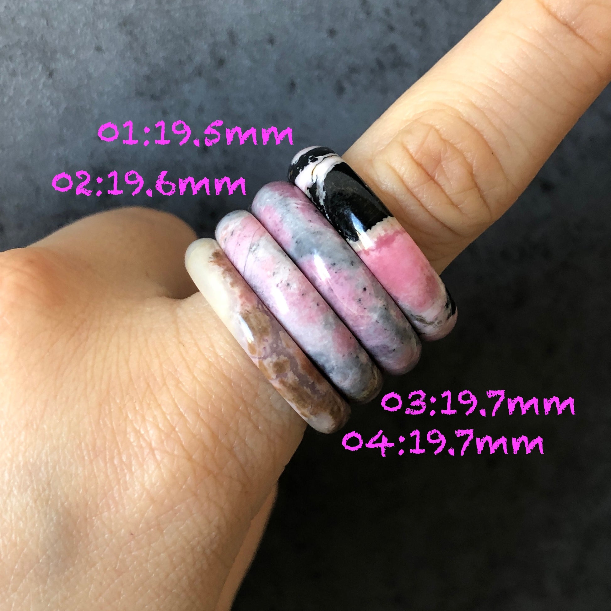 Natural High Quality Rhodonite Ring | Larger Size Collection | 19mm | Natural Rhodonite