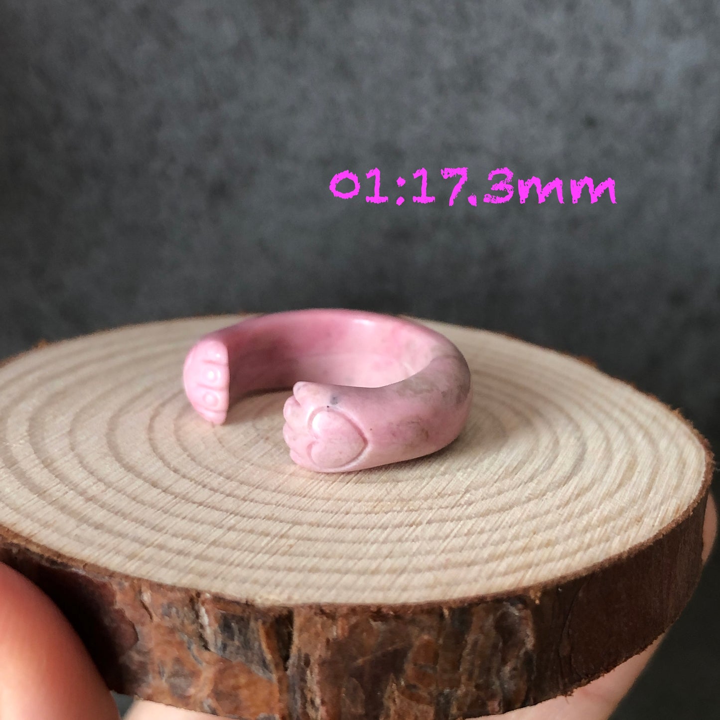 Rhodonite Cat Paw Ring | Milky Pink | Sweet and Cute | Natural Rhodonite| 17mm