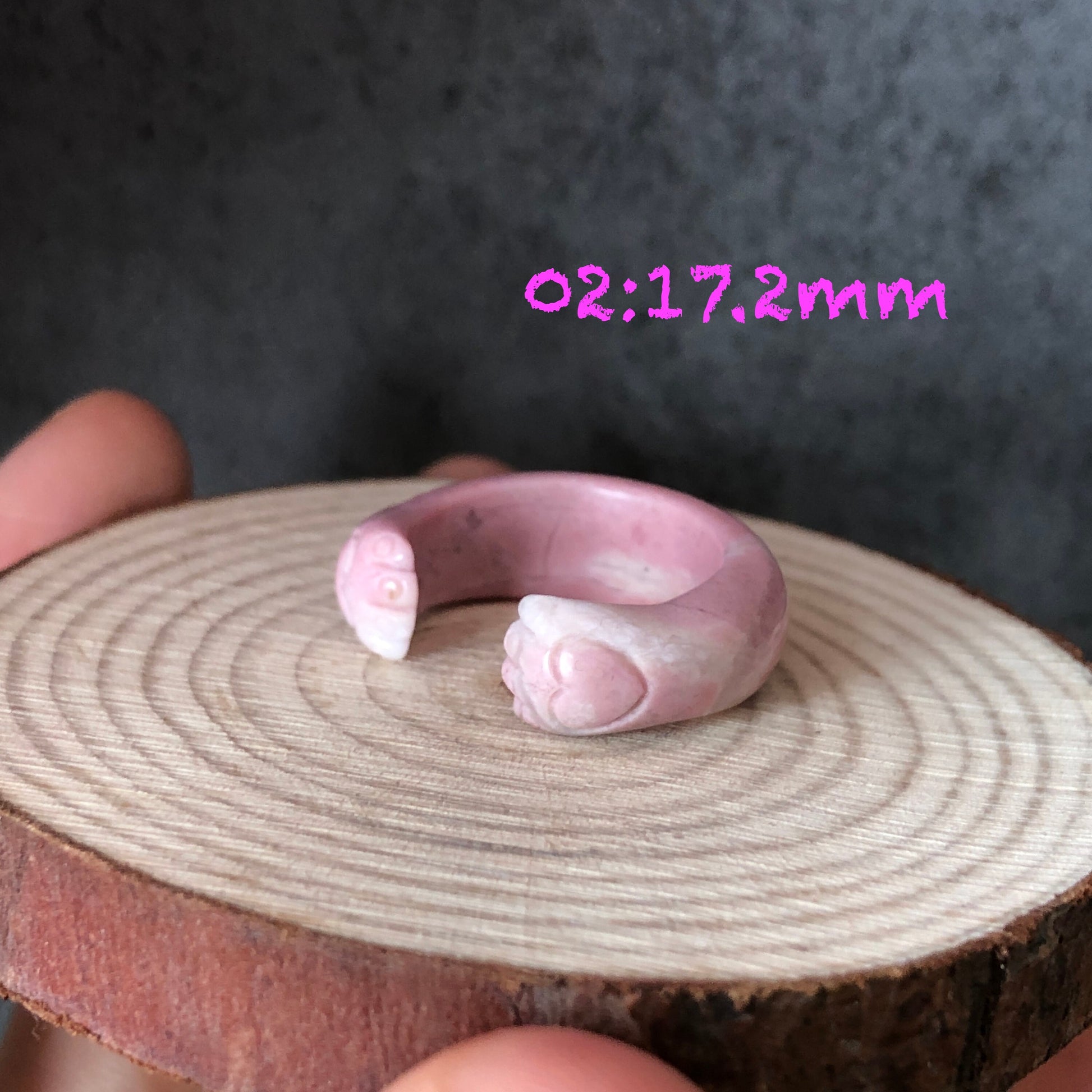 Rhodonite Cat Paw Ring | Milky Pink | Sweet and Cute | Natural Rhodonite| 17mm