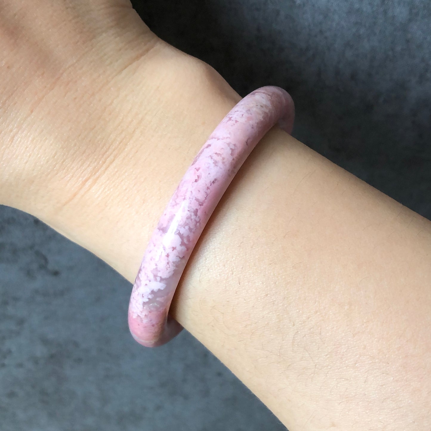 52.6mm Premium Natural Rhodonite Stone Bangle | Pink Sakura in the Spring | Cherry Blossom | Crystal Bangle Gemstone Jewelry | Healing Stone