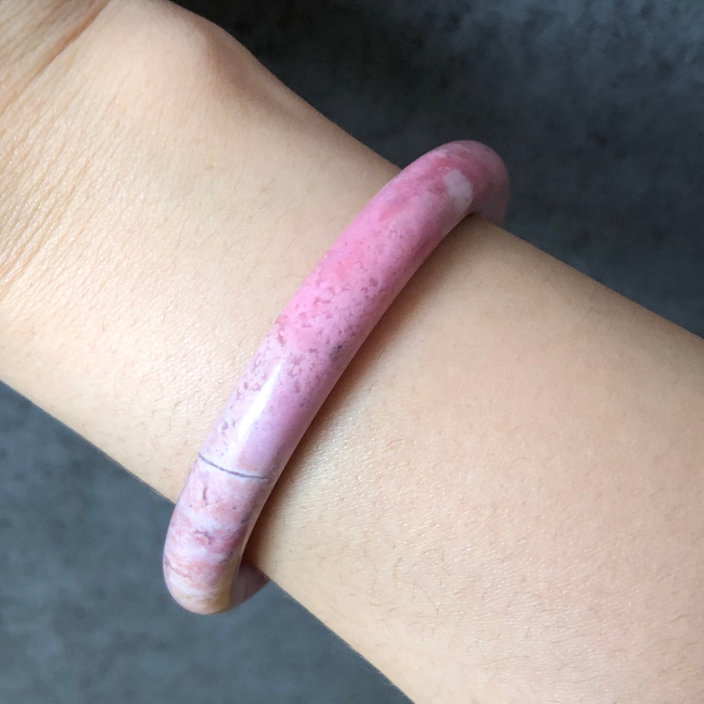 52.6mm Premium Natural Rhodonite Stone Bangle | Pink Sakura in the Spring | Cherry Blossom | Crystal Bangle Gemstone Jewelry | Healing Stone