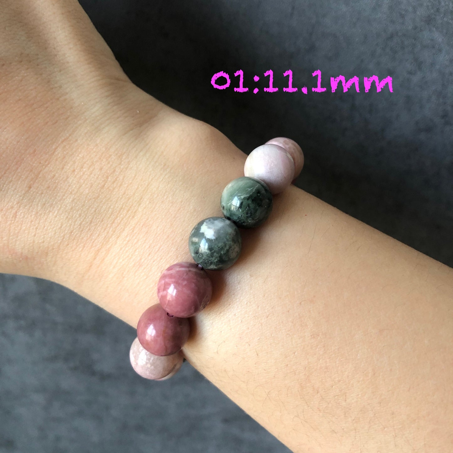 Natural Pink Rhodonite Stone Bracelets｜Candy Bracelet｜White Green Pink Crystal Bead Bracelet ｜Raw Stone Bracelet Jewelry | Healing Stone