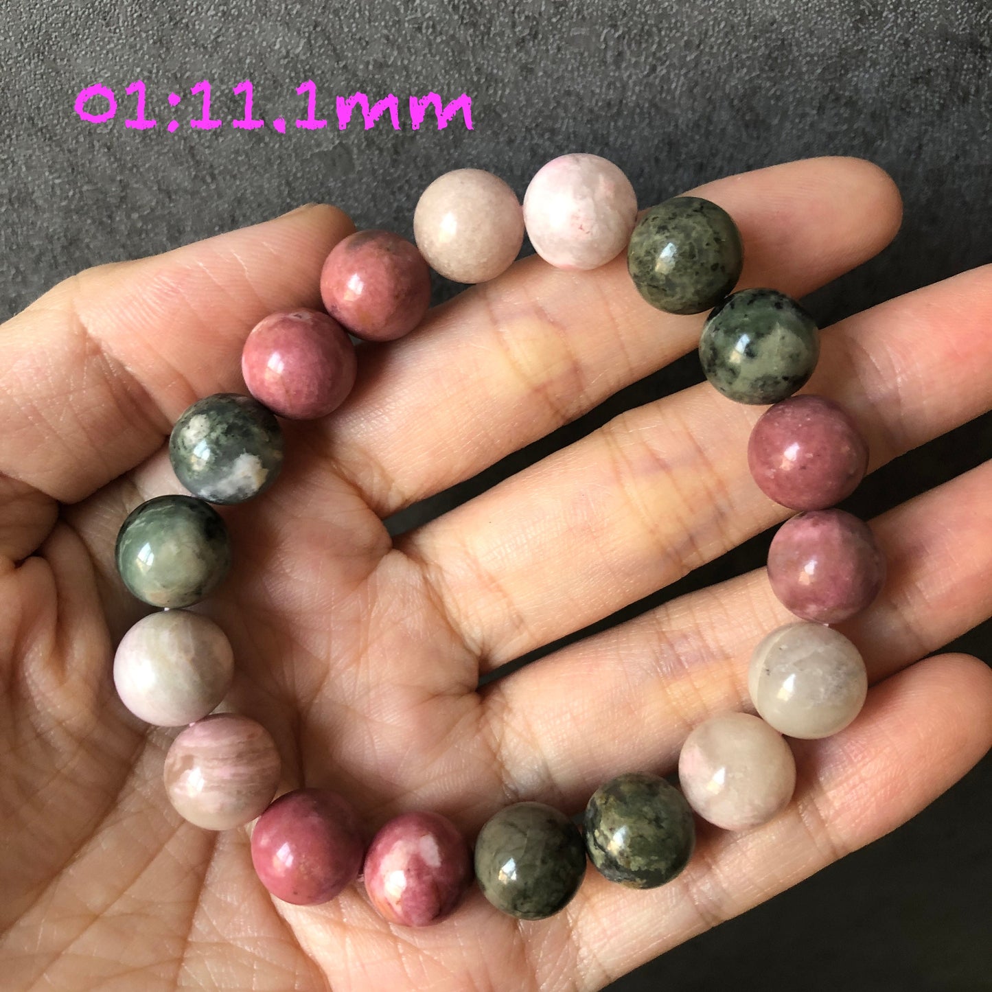 Natural Pink Rhodonite Stone Bracelets｜Candy Bracelet｜White Green Pink Crystal Bead Bracelet ｜Raw Stone Bracelet Jewelry | Healing Stone