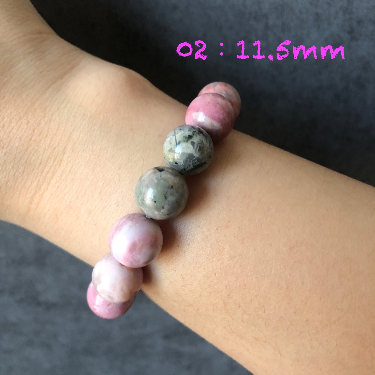 Natural Pink Rhodonite Stone Bracelets｜Candy Bracelet｜White Green Pink Crystal Bead Bracelet ｜Raw Stone Bracelet Jewelry | Healing Stone