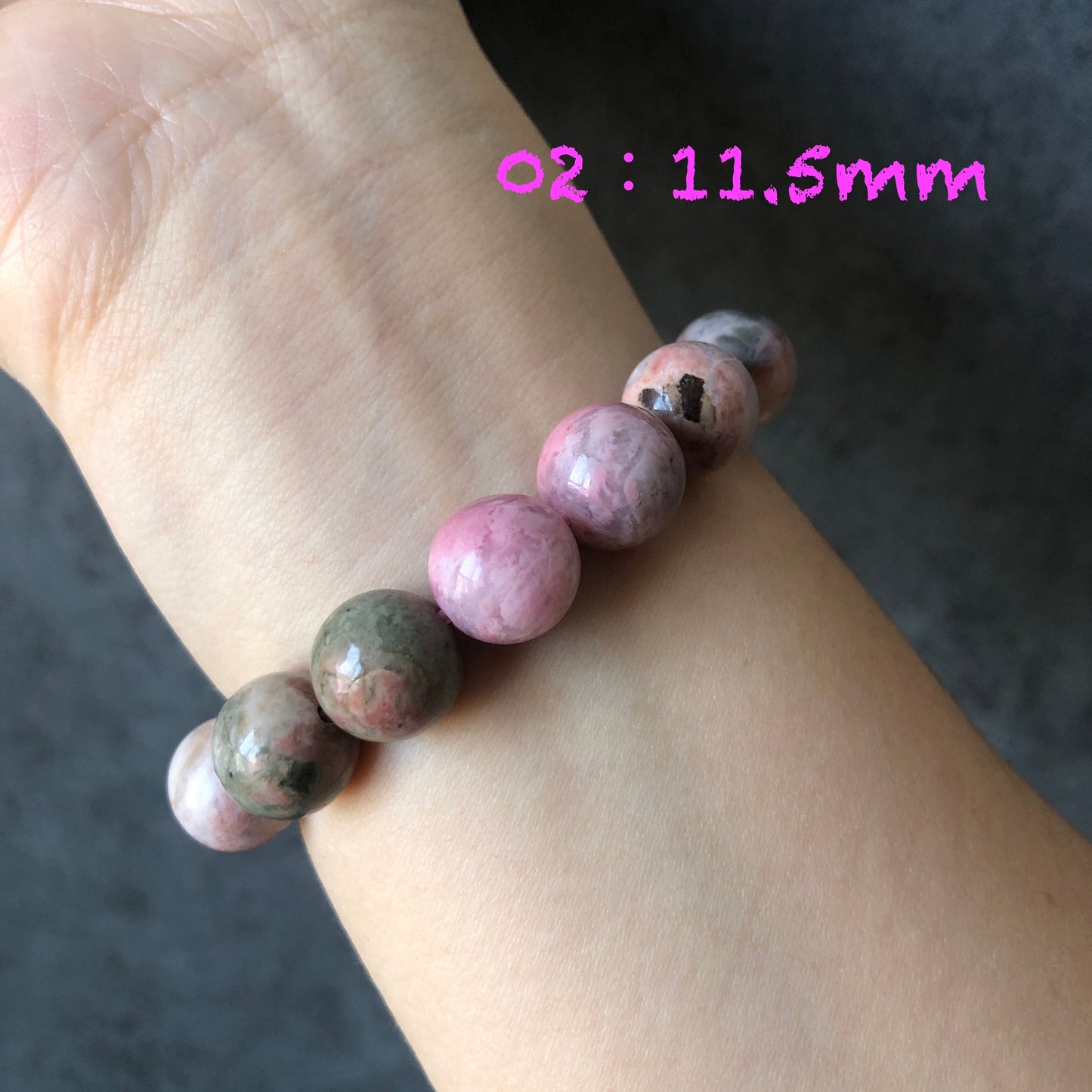 Natural Pink Rhodonite Stone Bracelets｜Candy Bracelet｜White Green Pink Crystal Bead Bracelet ｜Raw Stone Bracelet Jewelry | Healing Stone