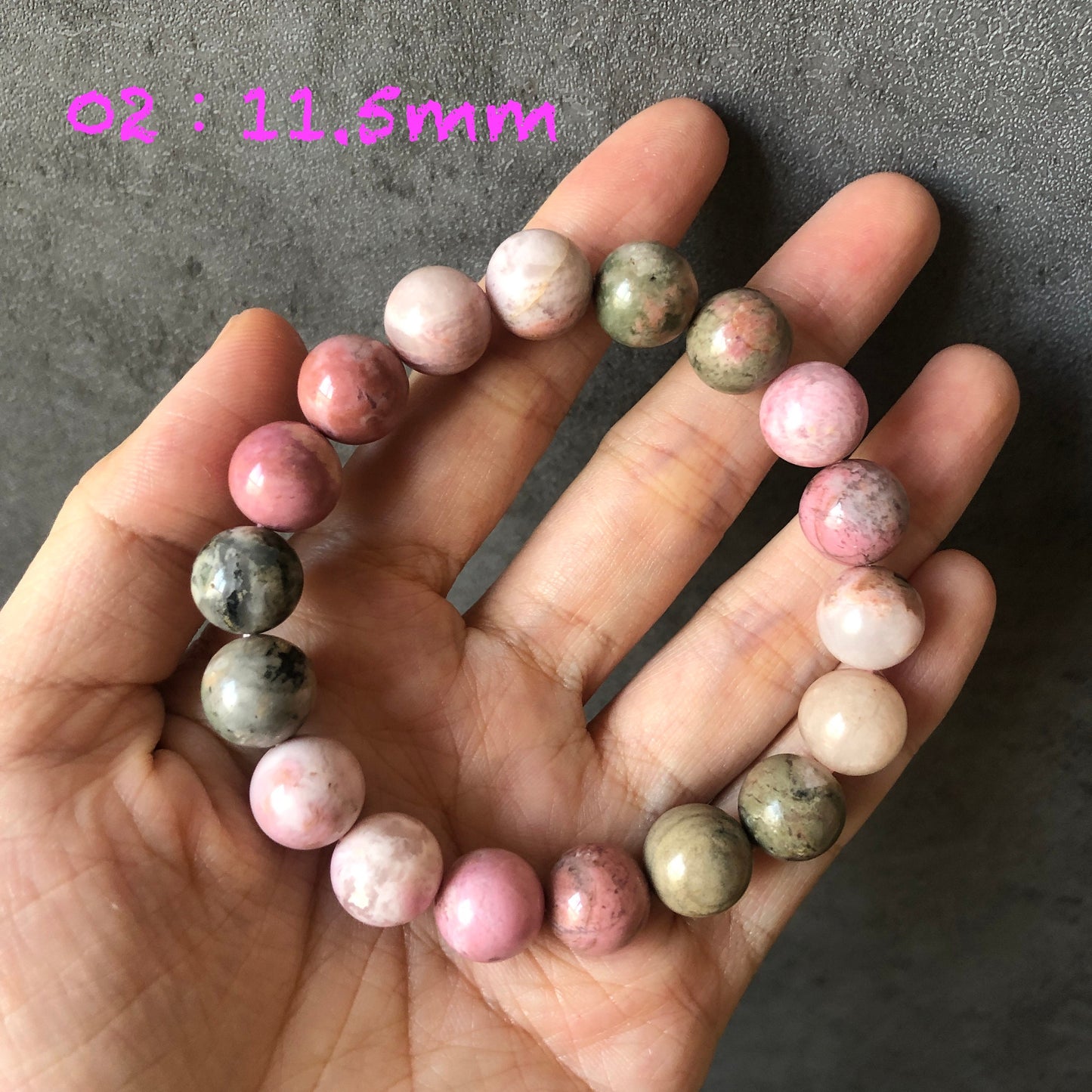 Natural Pink Rhodonite Stone Bracelets｜Candy Bracelet｜White Green Pink Crystal Bead Bracelet ｜Raw Stone Bracelet Jewelry | Healing Stone