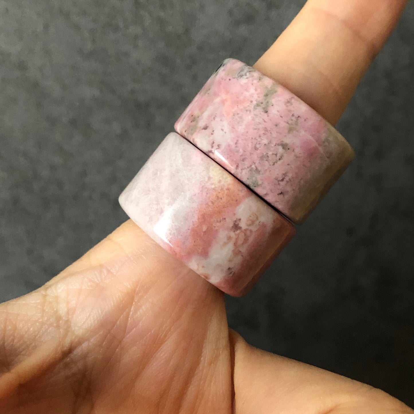 High Quality Natural Rhodonite Ring | Secret Rosy Garden| Sweet & Romantic | Icy Milky Pink | 16-17mm