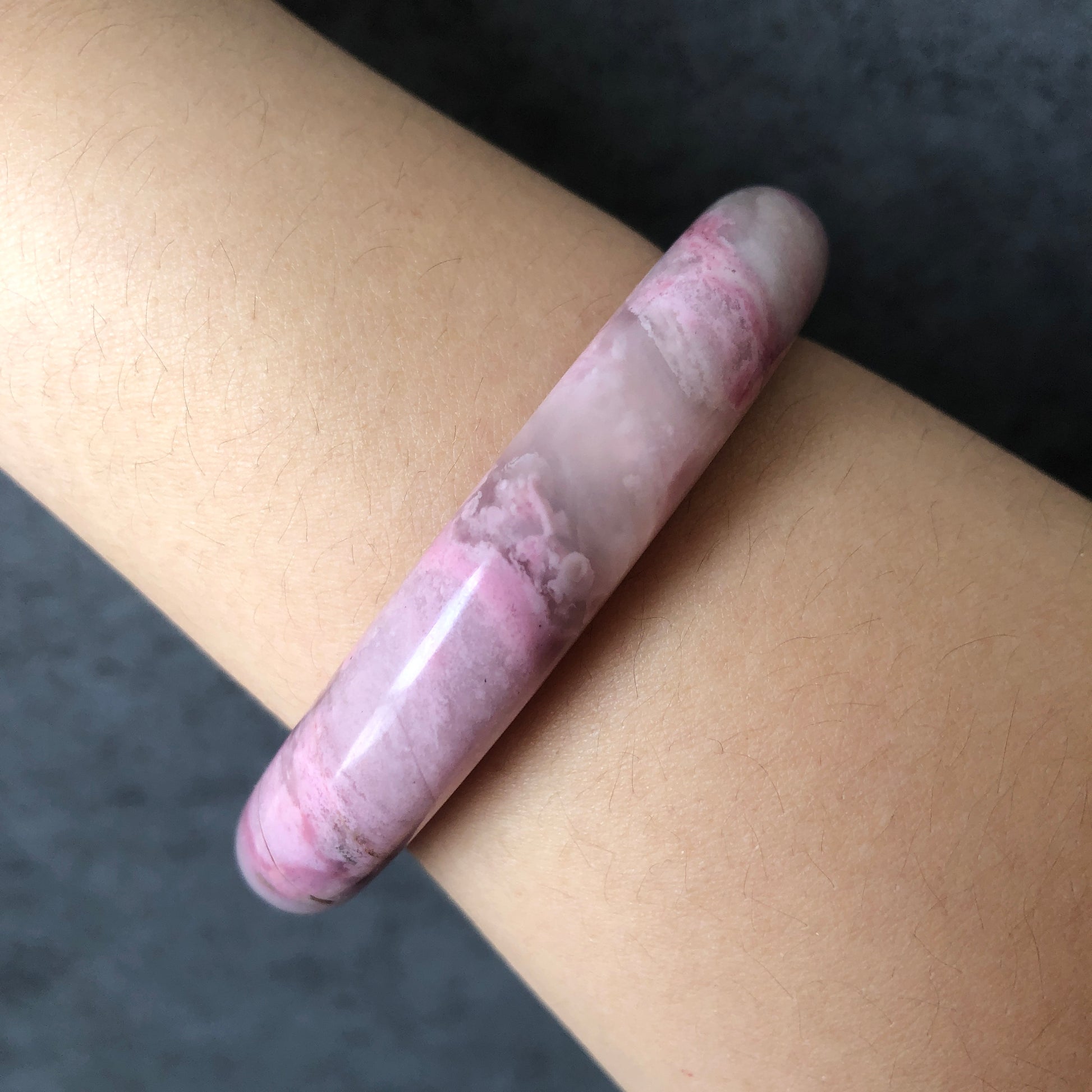 53.4mm High quality natural Rhodonite Bangle Bracelet| First Sakura | Cherry Blossom| Icy Pink | Romantic & Tender | Crystal Bangle