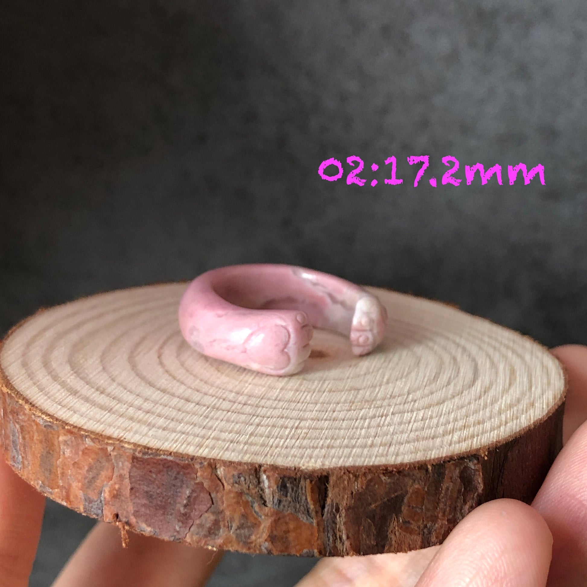 Rhodonite Cat Paw Ring | Milky Pink | Sweet and Cute | Natural Rhodonite| 17mm