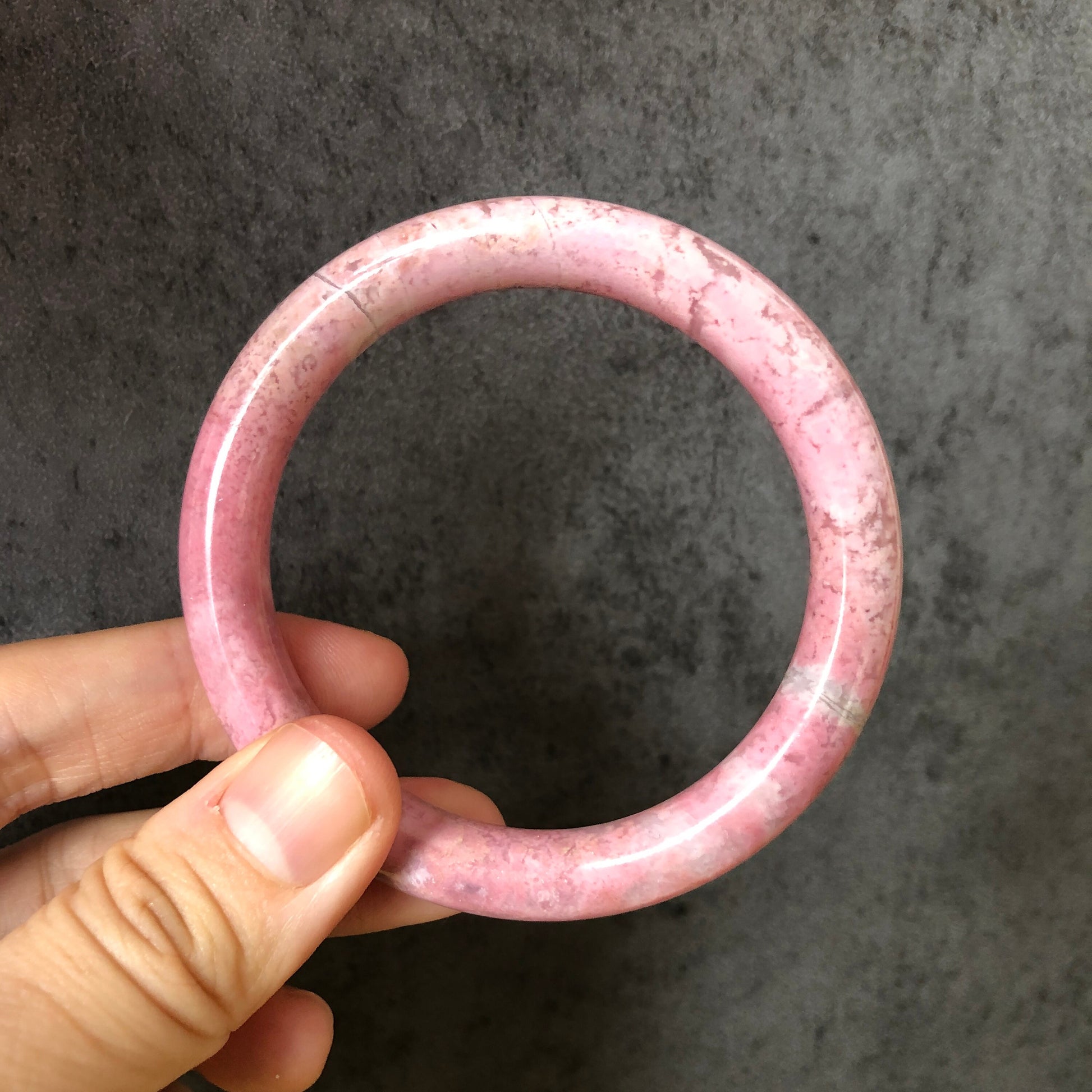 52.6mm Premium Natural Rhodonite Stone Bangle | Pink Sakura in the Spring | Cherry Blossom | Crystal Bangle Gemstone Jewelry | Healing Stone