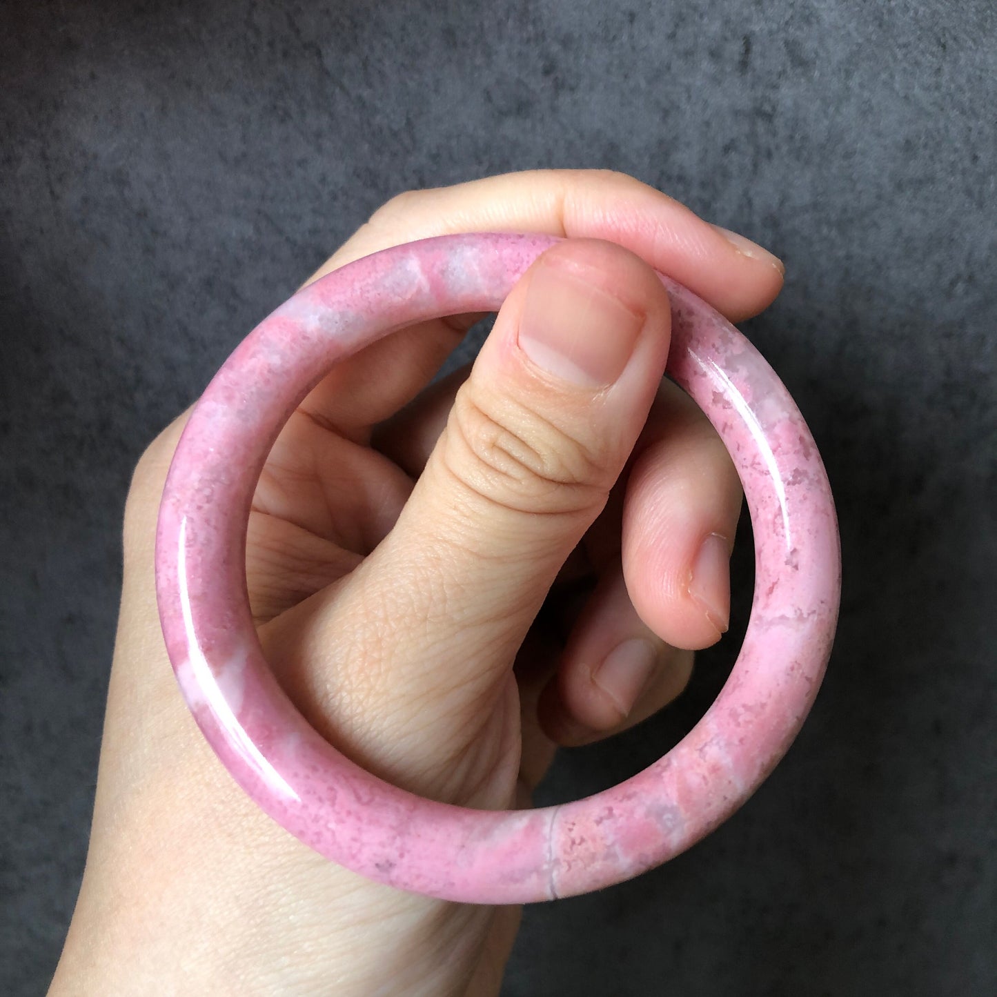 52.6mm Premium Natural Rhodonite Stone Bangle | Pink Sakura in the Spring | Cherry Blossom | Crystal Bangle Gemstone Jewelry | Healing Stone