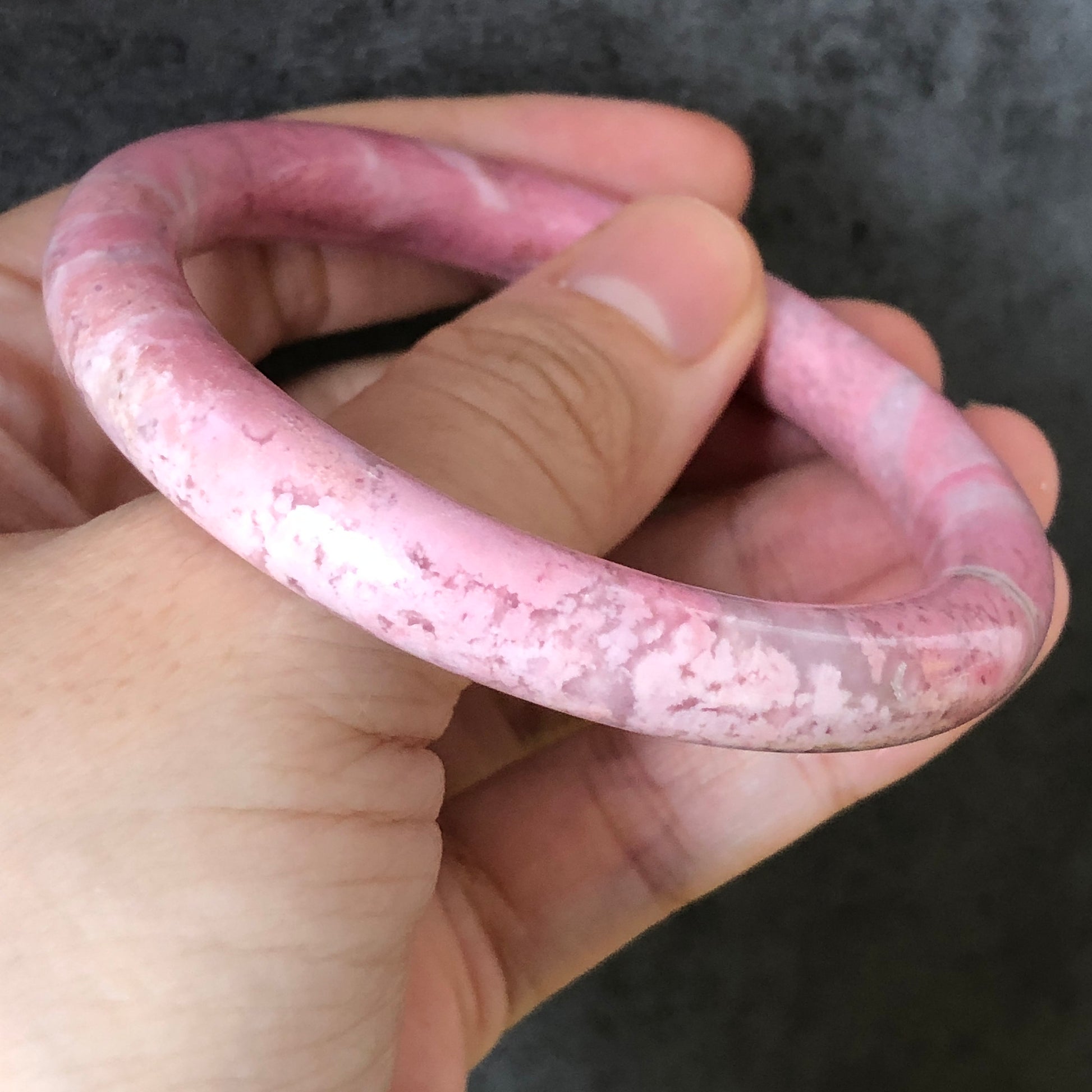 52.6mm Premium Natural Rhodonite Stone Bangle | Pink Sakura in the Spring | Cherry Blossom | Crystal Bangle Gemstone Jewelry | Healing Stone